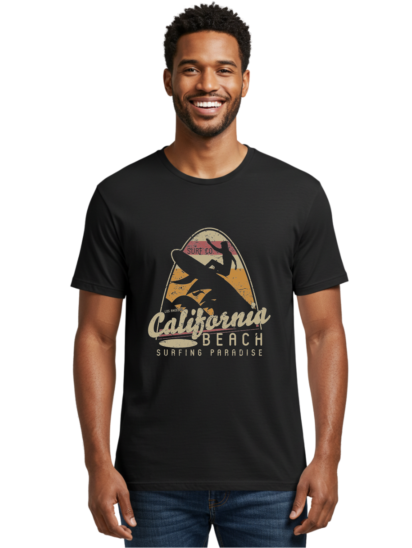 California Beach Surfing Paradise Men'S Graphic Tee, 100% Cotton, Comfortable Casual Summer Wear, Machine Washable, Surfer Riding Wave, California Beach Scene, Surfing Culture, Beach Lifestyle, Surfboard Graphic, Coastal Vibes, Paradise Found, Aae166 20