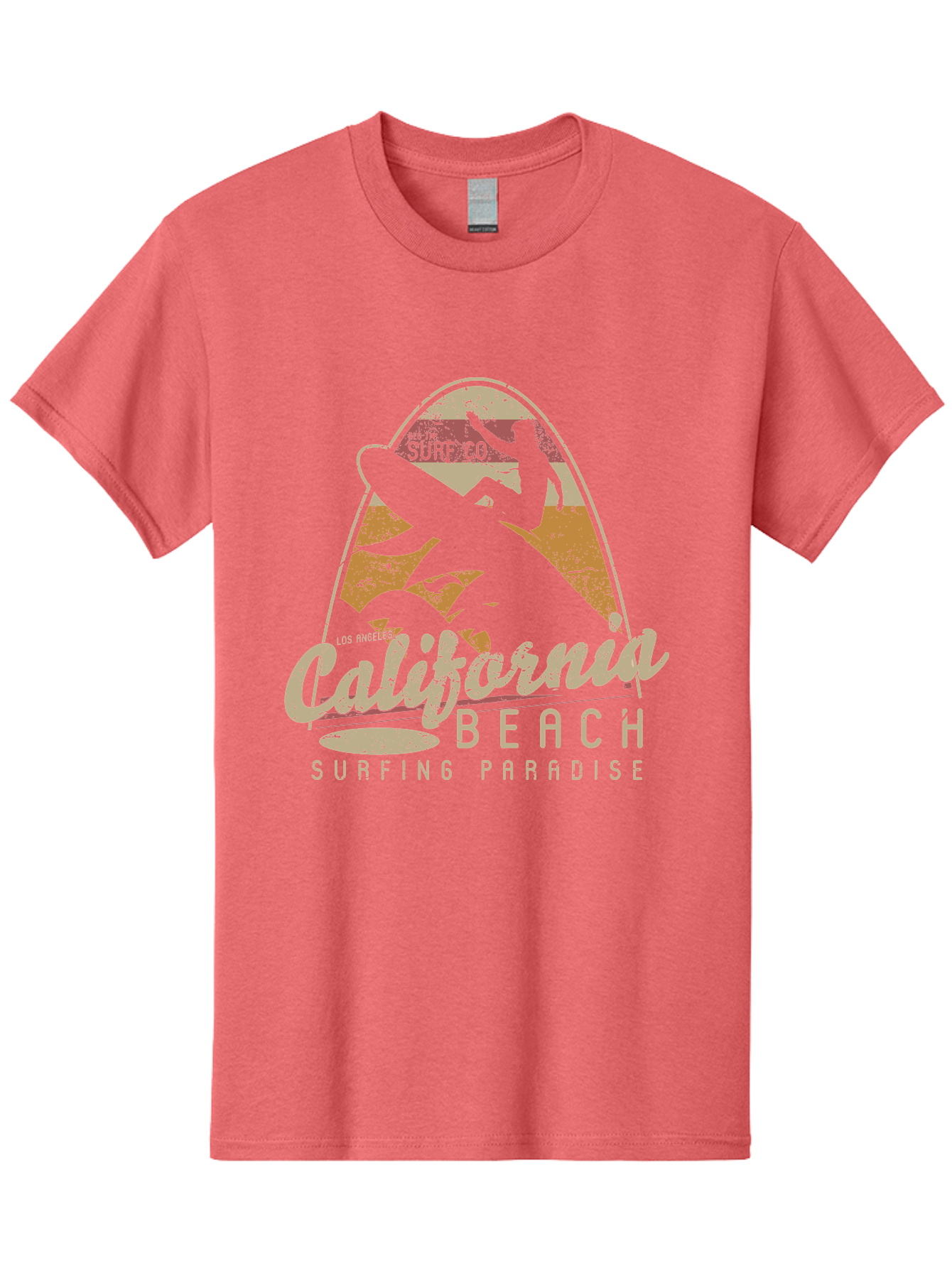 California Beach Surfing Paradise Men'S Graphic Tee, 100% Cotton, Comfortable Casual Summer Wear, Machine Washable, Surfer Riding Wave, California Beach Scene, Surfing Culture, Beach Lifestyle, Surfboard Graphic, Coastal Vibes, Paradise Found, Aae166 3