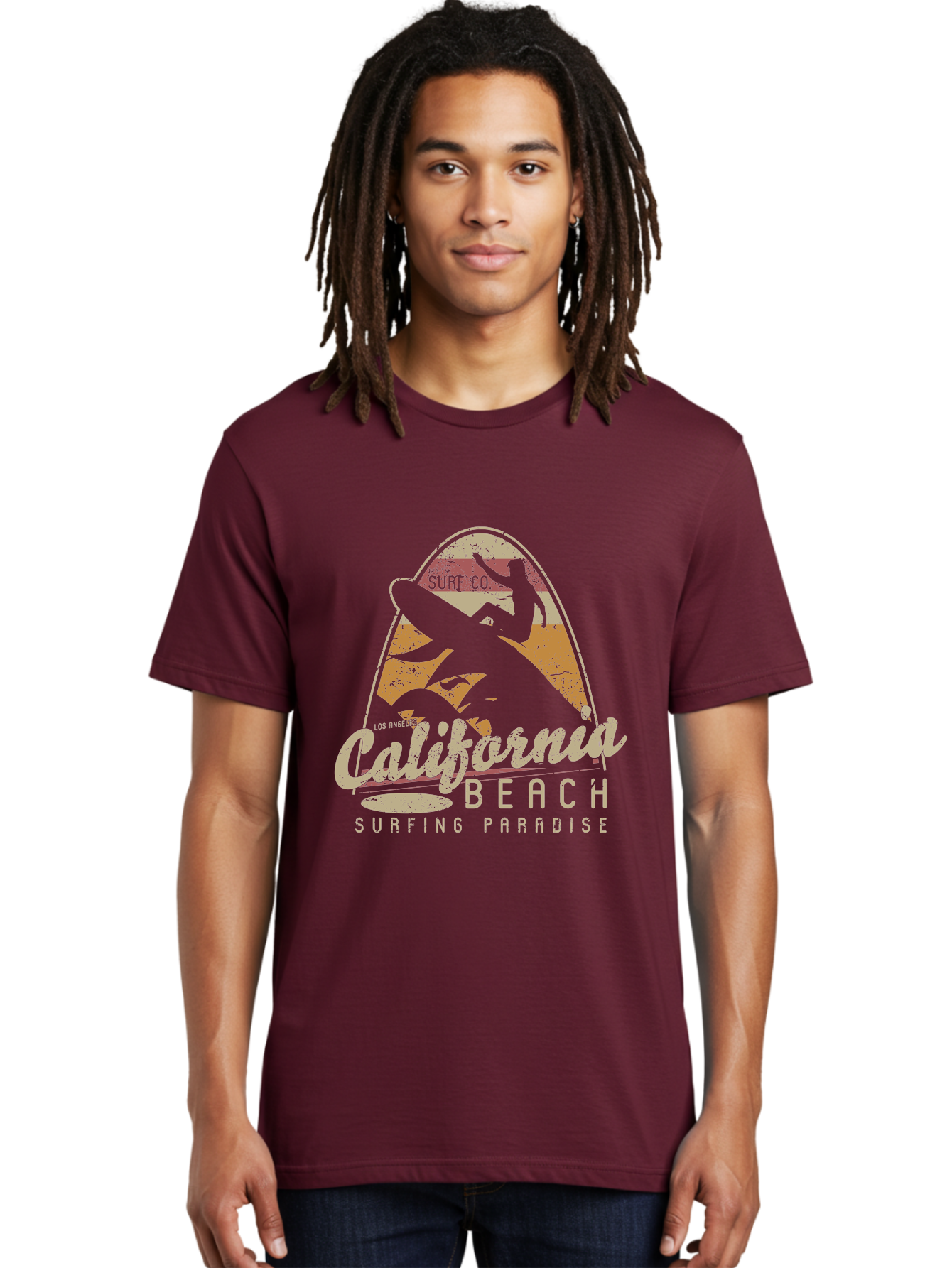 California Beach Surfing Paradise Men'S Graphic Tee, 100% Cotton, Comfortable Casual Summer Wear, Machine Washable, Surfer Riding Wave, California Beach Scene, Surfing Culture, Beach Lifestyle, Surfboard Graphic, Coastal Vibes, Paradise Found, Aae166 28