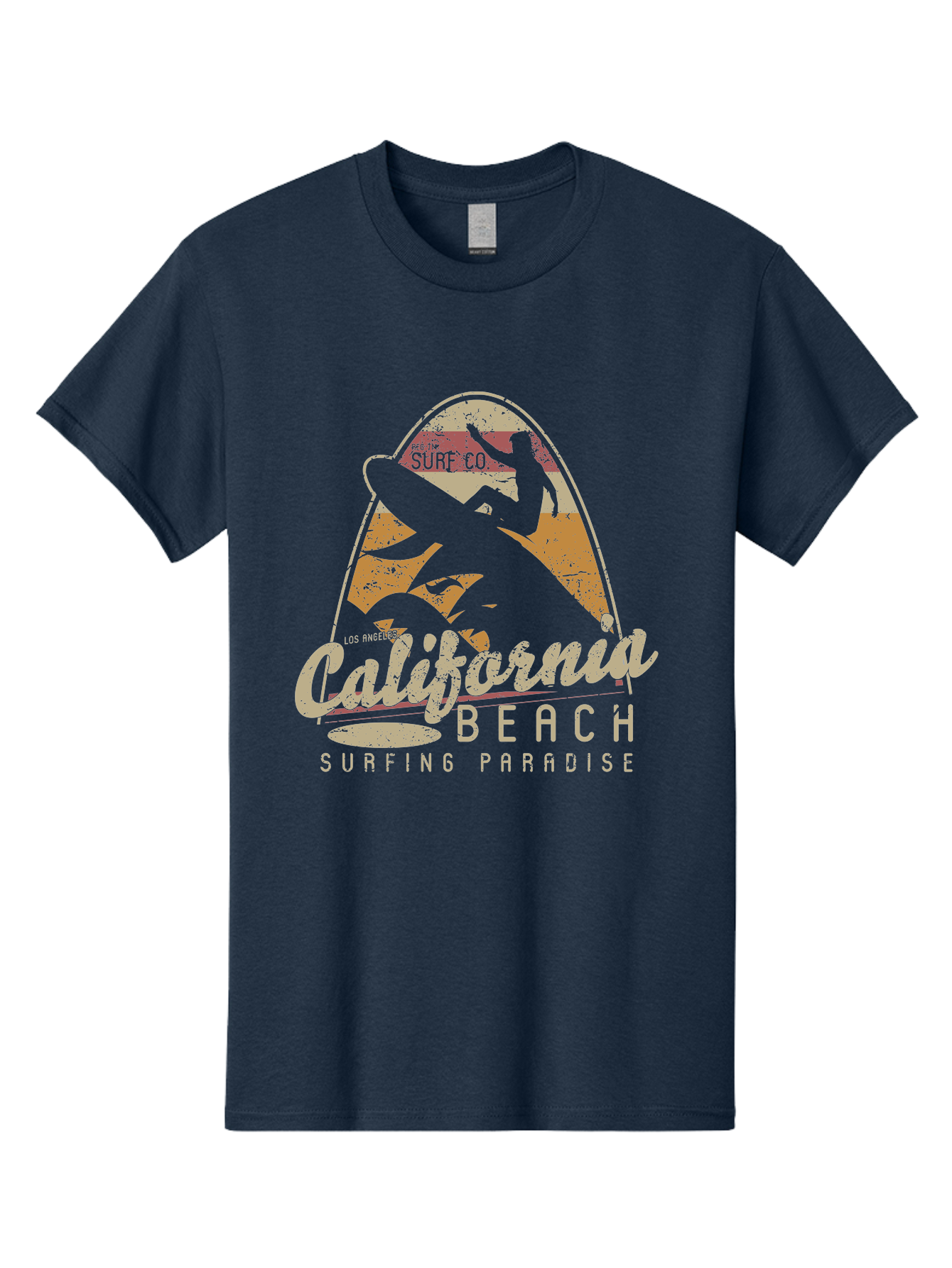 California Beach Surfing Paradise Men'S Graphic Tee, 100% Cotton, Comfortable Casual Summer Wear, Machine Washable, Surfer Riding Wave, California Beach Scene, Surfing Culture, Beach Lifestyle, Surfboard Graphic, Coastal Vibes, Paradise Found, Aae166 5