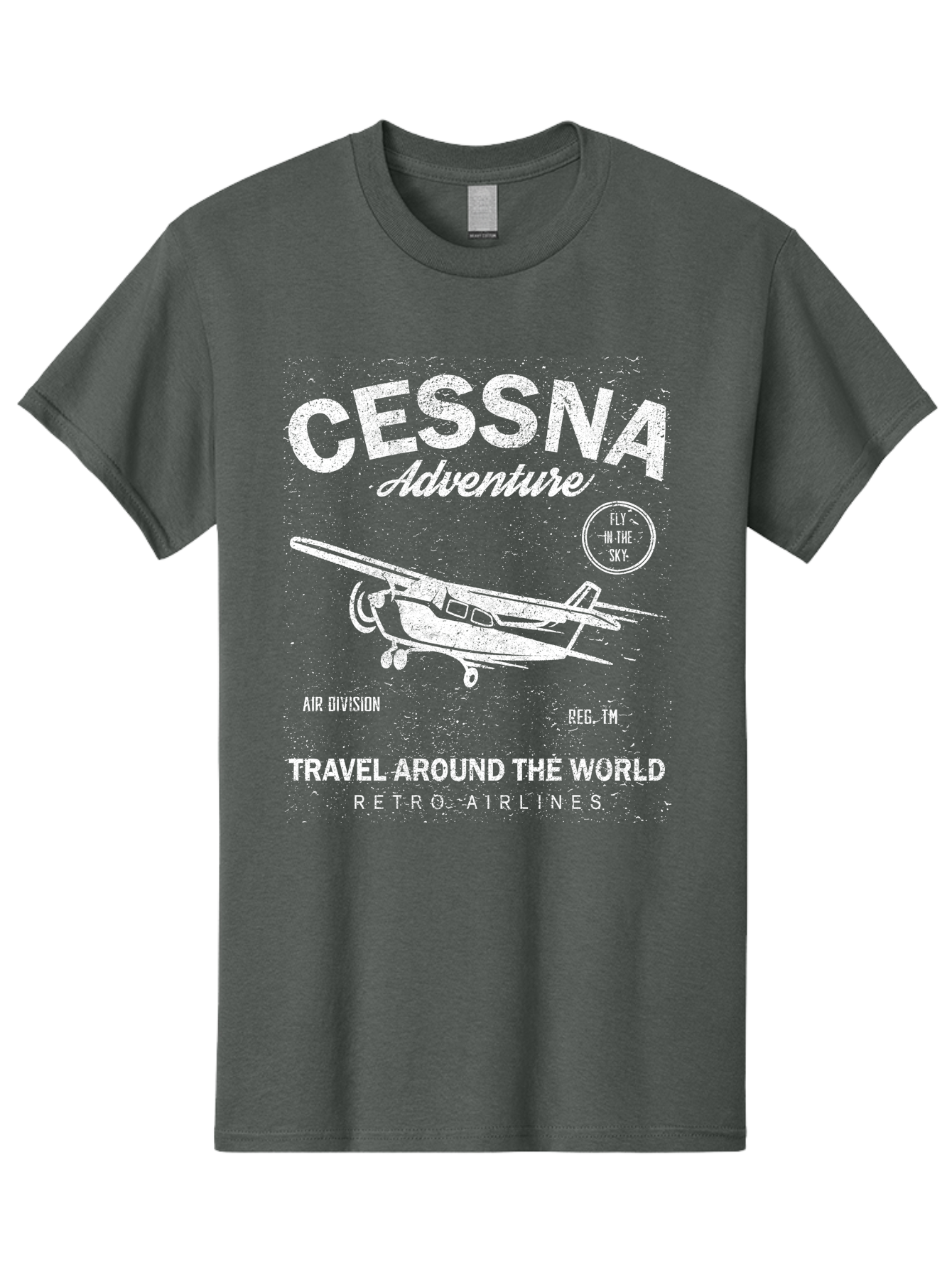 Cessna Distressed -Men Men'S Graphic Tee, 100% Cotton, Comfortable Casual Summer Wear, Machine Washable, Cessna Airplane, Adventure Travel, Retro Airlines, Fly In The Sky, Air Division, Travel Around The World, Vintage Aviation Aae175 17