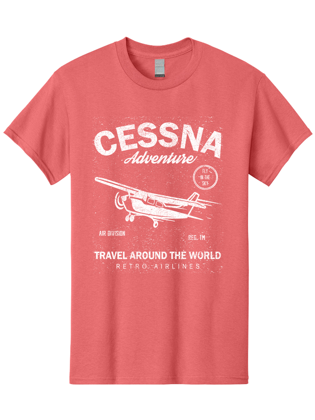 Cessna Distressed -Men Men'S Graphic Tee, 100% Cotton, Comfortable Casual Summer Wear, Machine Washable, Cessna Airplane, Adventure Travel, Retro Airlines, Fly In The Sky, Air Division, Travel Around The World, Vintage Aviation Aae175 11