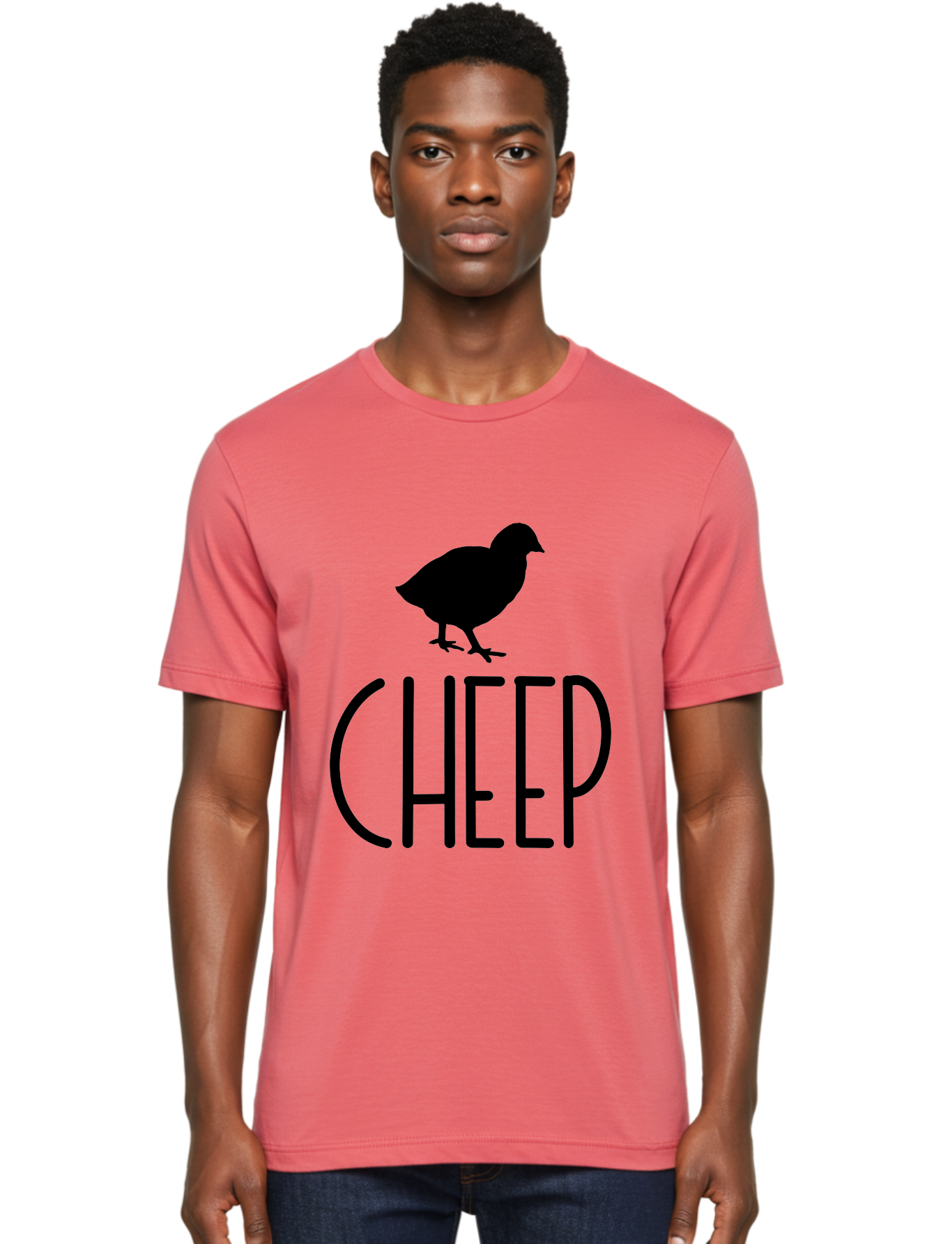 Cheep Men'S Graphic Tee, 100% Cotton, Comfortable Casual Summer Wear, Machine Washable, Chick Silhouette, Cheep Logo, Poultry Branding, Simple Design, Bold Typography, Farm Animal, Minimalistic Art Aae178 6