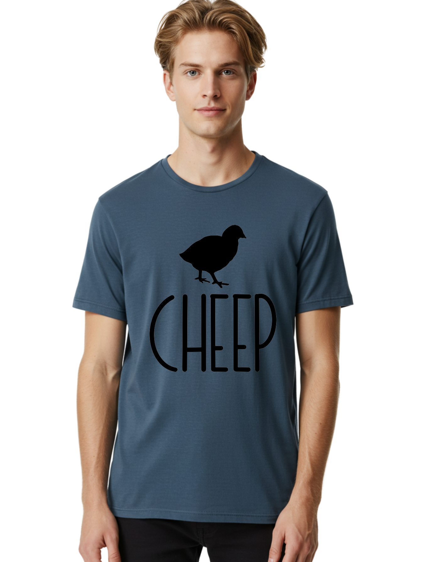Cheep Men'S Graphic Tee, 100% Cotton, Comfortable Casual Summer Wear, Machine Washable, Chick Silhouette, Cheep Logo, Poultry Branding, Simple Design, Bold Typography, Farm Animal, Minimalistic Art Aae178 14