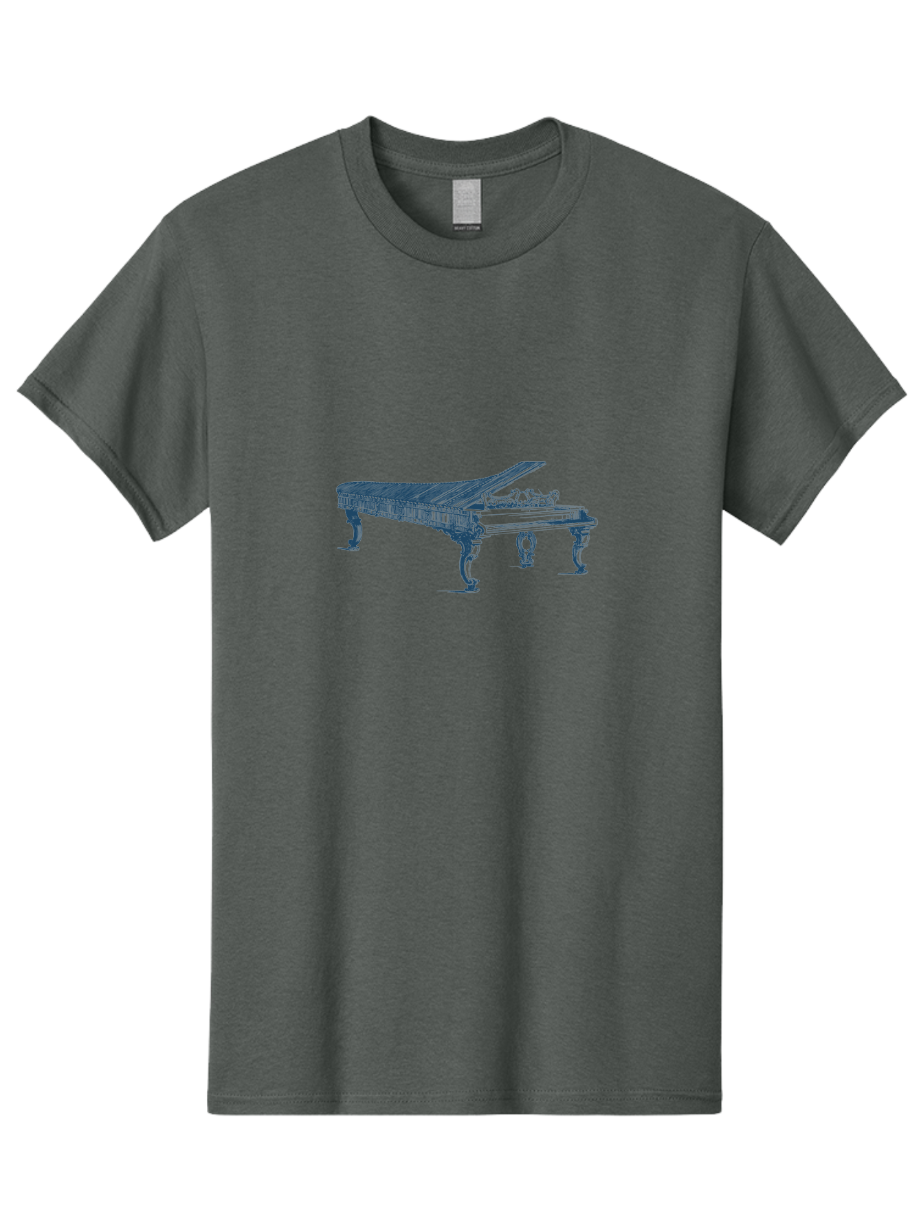 Classic Concert Piano Men'S Graphic Tee, 100% Cotton, Comfortable Casual Summer Wear, Machine Washable, Grand Piano, Musical Instrument, Ornate Design, Open Lid, Decorative Legs, Classical Music, Elegant Atmosphere, Sophisticated Decor Aae186 15