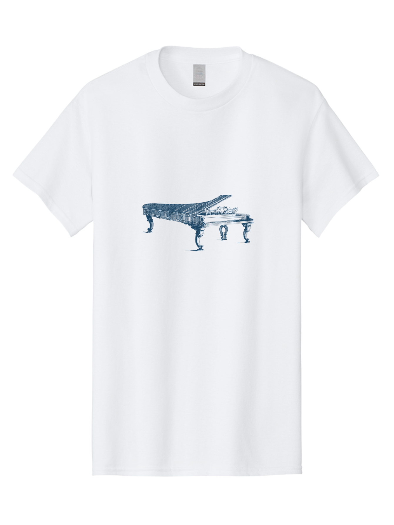 Classic Concert Piano Men'S Graphic Tee, 100% Cotton, Comfortable Casual Summer Wear, Machine Washable, Grand Piano, Musical Instrument, Ornate Design, Open Lid, Decorative Legs, Classical Music, Elegant Atmosphere, Sophisticated Decor Aae186 9