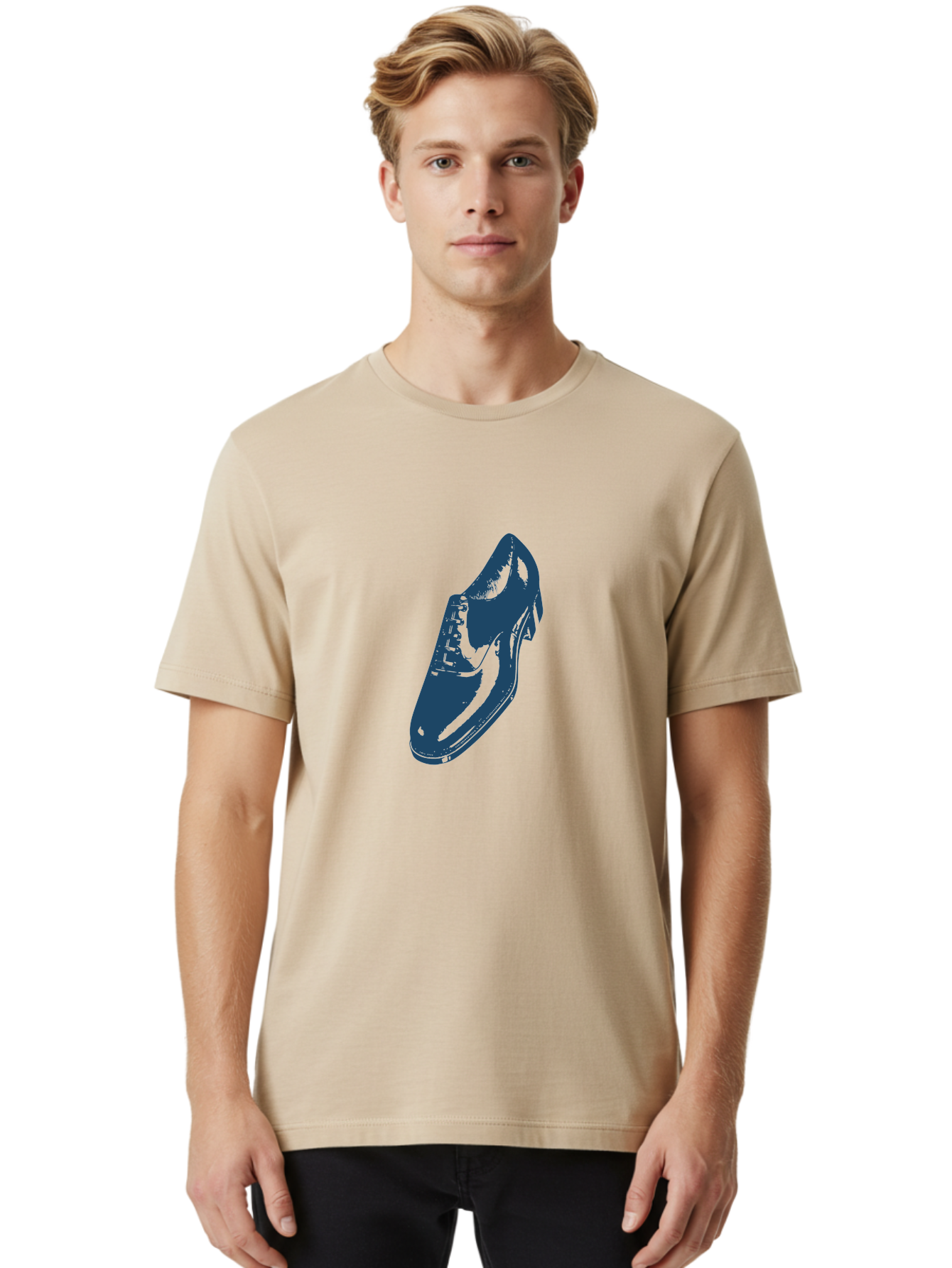 Classic Oxford Dress Shoe 2 Men'S Graphic Tee, 100% Cotton, Comfortable Casual Summer Wear, Machine Washable, Blue Shoes, Athletic Footwear, Sneaker Design, Fashion Accessory, Modern Style, Minimalist Graphic, Streetwear, Casual Wear Aae190 30