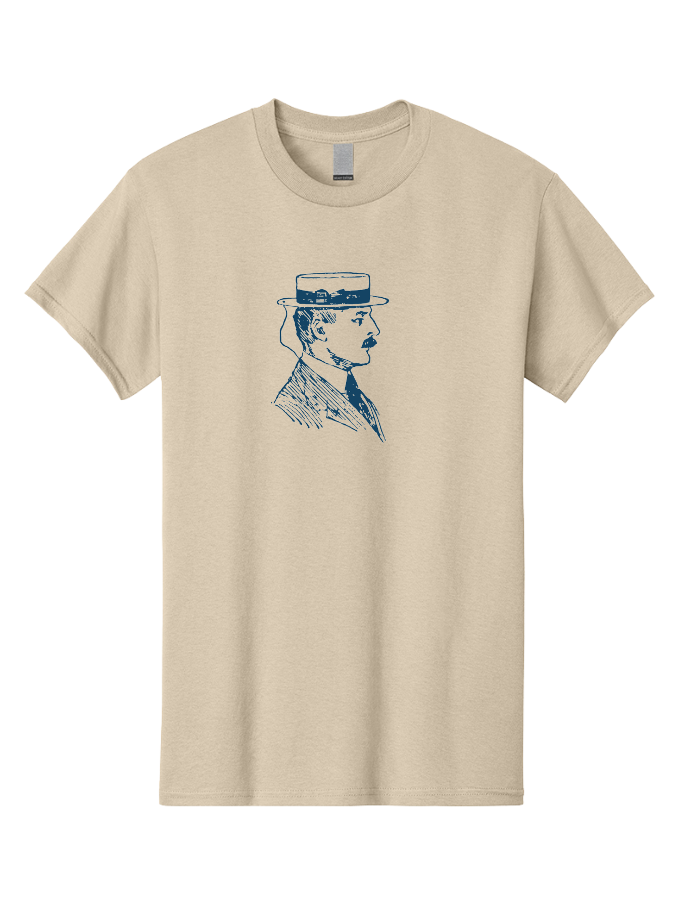 Classic Retro Male Men'S Graphic Tee, 100% Cotton, Comfortable Casual Summer Wear, Machine Washable, Vintage Gentleman, Classic Style, Formal Wear, Elegant Attire, Refined Features, Sophisticated Look, Mustachioed Man, Hat And Tie, Aae192 11