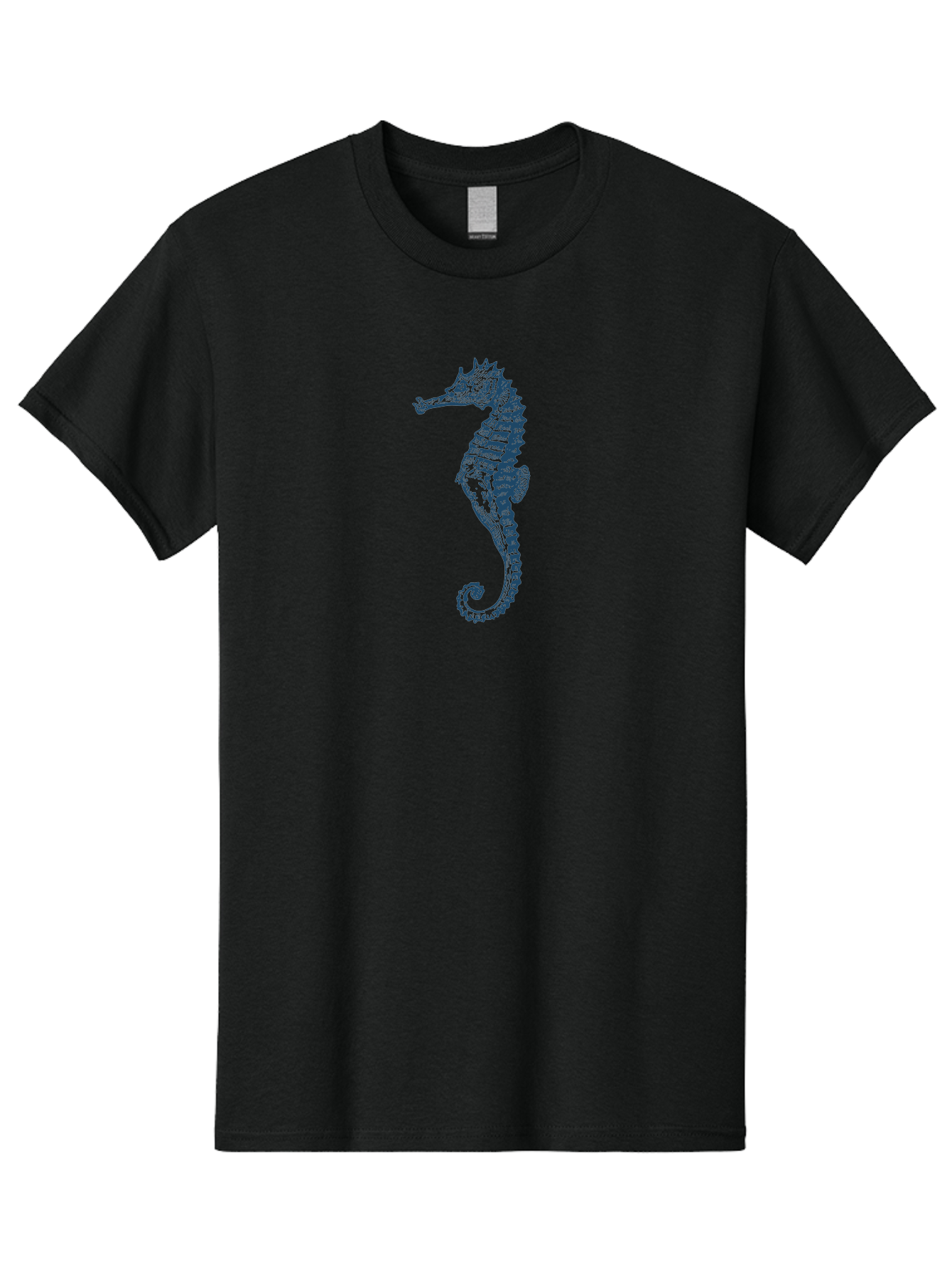 Classic Seahorse Men'S Graphic Tee, 100% Cotton, Comfortable Casual Summer Wear, Machine Washable, Seahorse, Ocean Creature, Marine Life, Underwater World, Blue Illustration, Detailed Artwork, Wildlife, Majestic Animal, Oceanic Beauty, Aae193 3