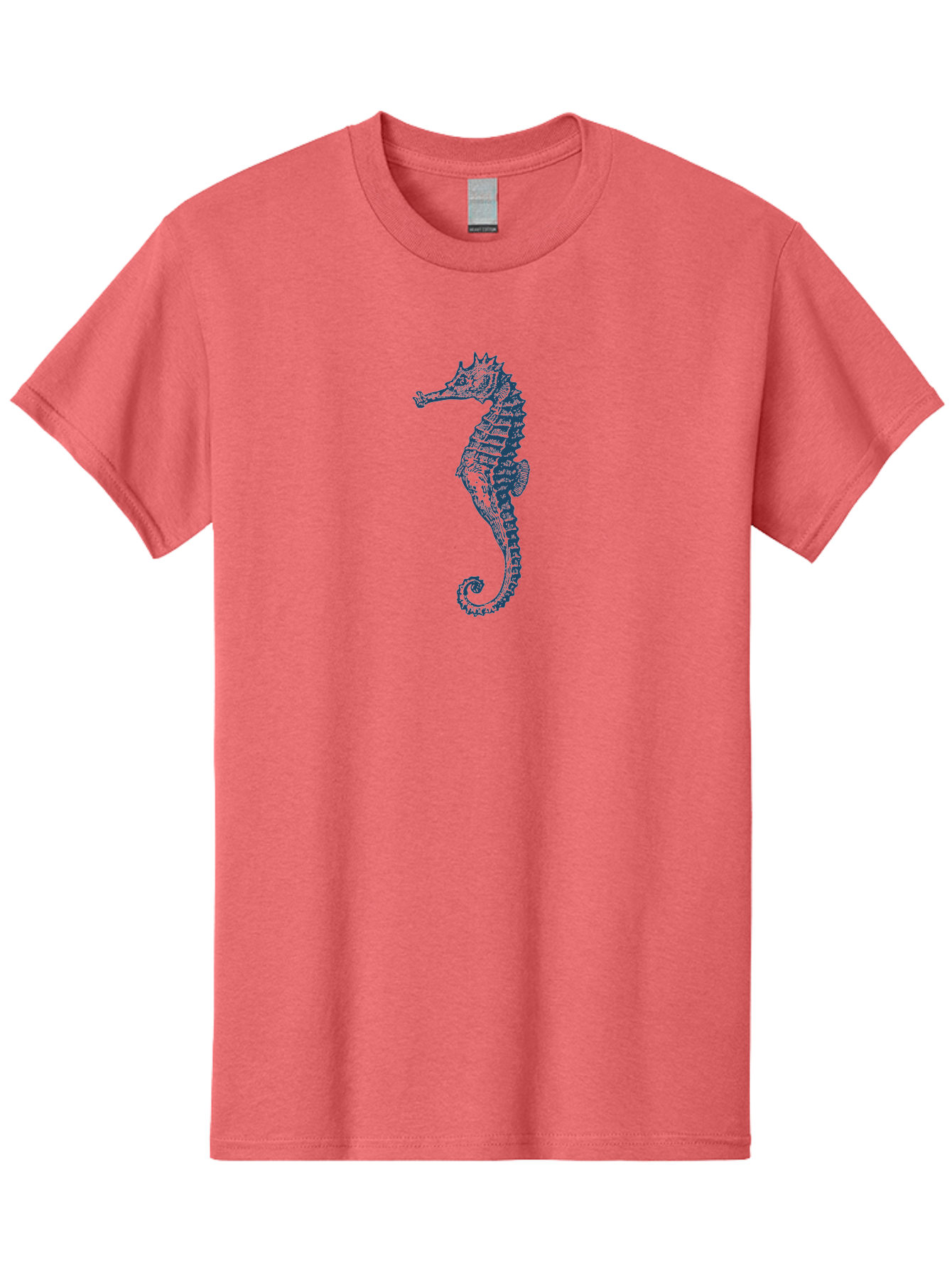 Classic Seahorse Men'S Graphic Tee, 100% Cotton, Comfortable Casual Summer Wear, Machine Washable, Seahorse, Ocean Creature, Marine Life, Underwater World, Blue Illustration, Detailed Artwork, Wildlife, Majestic Animal, Oceanic Beauty, Aae193 21