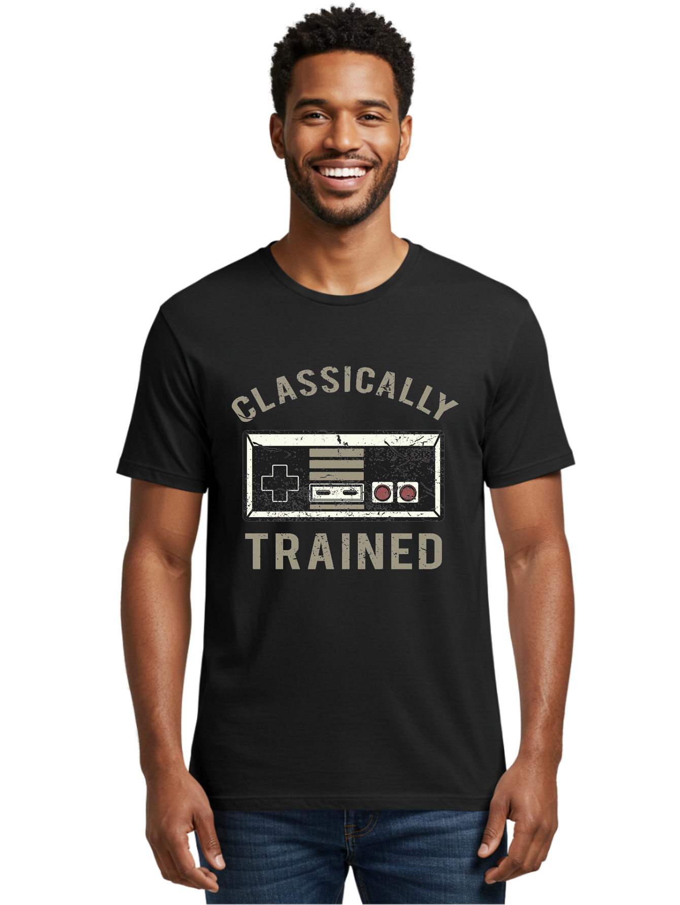 Classically Trained Distressed -Men Men'S Graphic Tee, 100% Cotton, Comfortable Casual Summer Wear, Machine Washable, Retro Video Game Controller, Vintage Gaming, Classic Games, Nostalgic Design, Retro Aesthetic, Gaming Nostalgia, Aae194 28