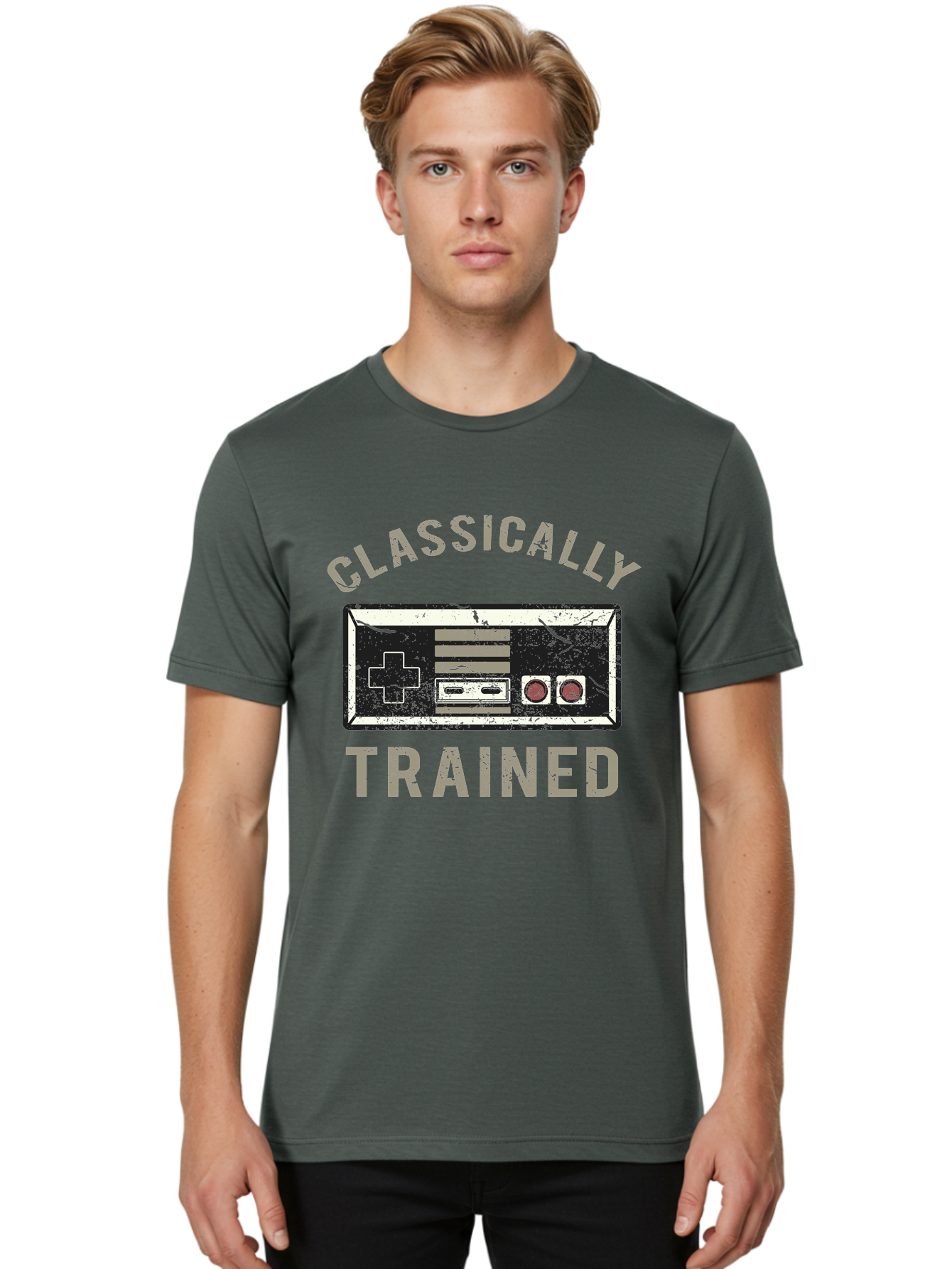 Classically Trained Distressed -Men Men'S Graphic Tee, 100% Cotton, Comfortable Casual Summer Wear, Machine Washable, Retro Video Game Controller, Vintage Gaming, Classic Games, Nostalgic Design, Retro Aesthetic, Gaming Nostalgia, Aae194 26