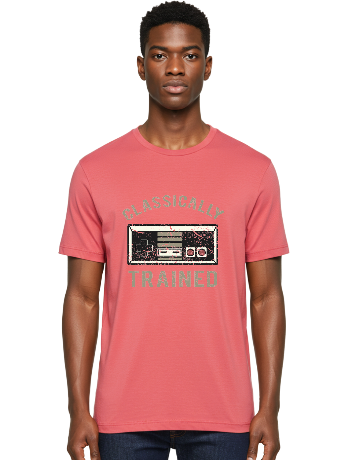 Classically Trained Distressed -Men Men'S Graphic Tee, 100% Cotton, Comfortable Casual Summer Wear, Machine Washable, Retro Video Game Controller, Vintage Gaming, Classic Games, Nostalgic Design, Retro Aesthetic, Gaming Nostalgia, Aae194 20
