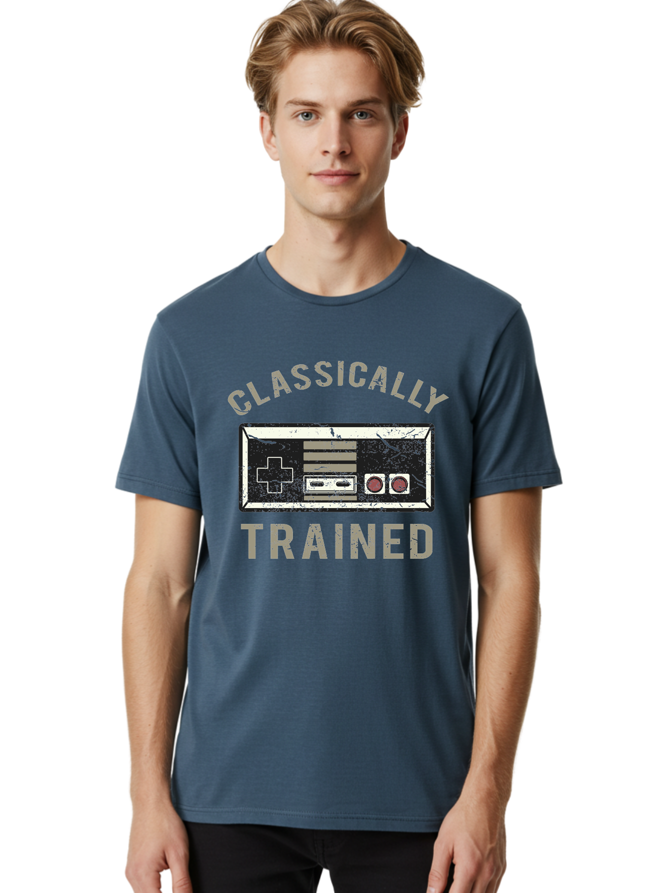 Classically Trained Distressed -Men Men'S Graphic Tee, 100% Cotton, Comfortable Casual Summer Wear, Machine Washable, Retro Video Game Controller, Vintage Gaming, Classic Games, Nostalgic Design, Retro Aesthetic, Gaming Nostalgia, Aae194 10