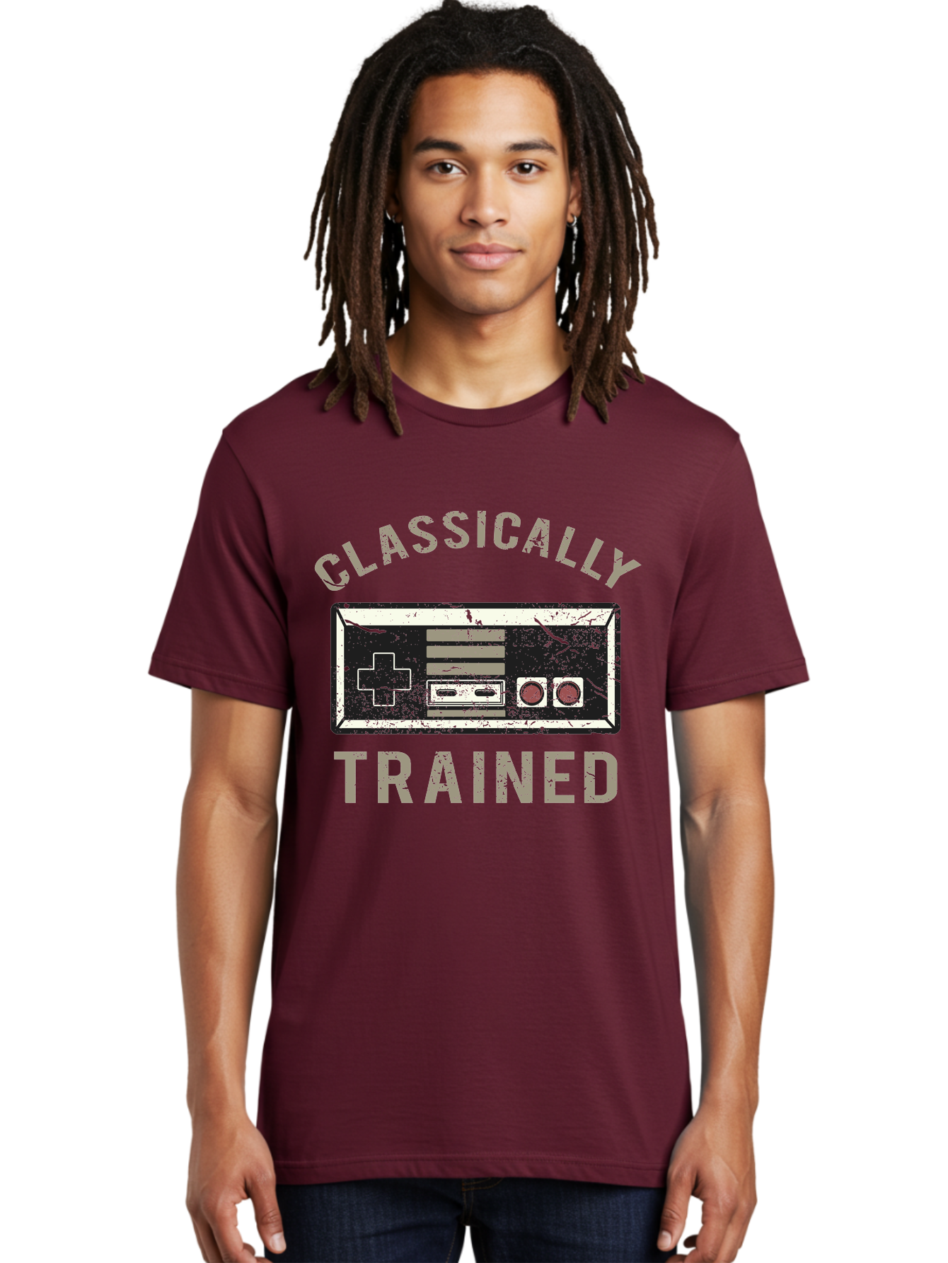 Classically Trained Distressed -Men Men'S Graphic Tee, 100% Cotton, Comfortable Casual Summer Wear, Machine Washable, Retro Video Game Controller, Vintage Gaming, Classic Games, Nostalgic Design, Retro Aesthetic, Gaming Nostalgia, Aae194 6