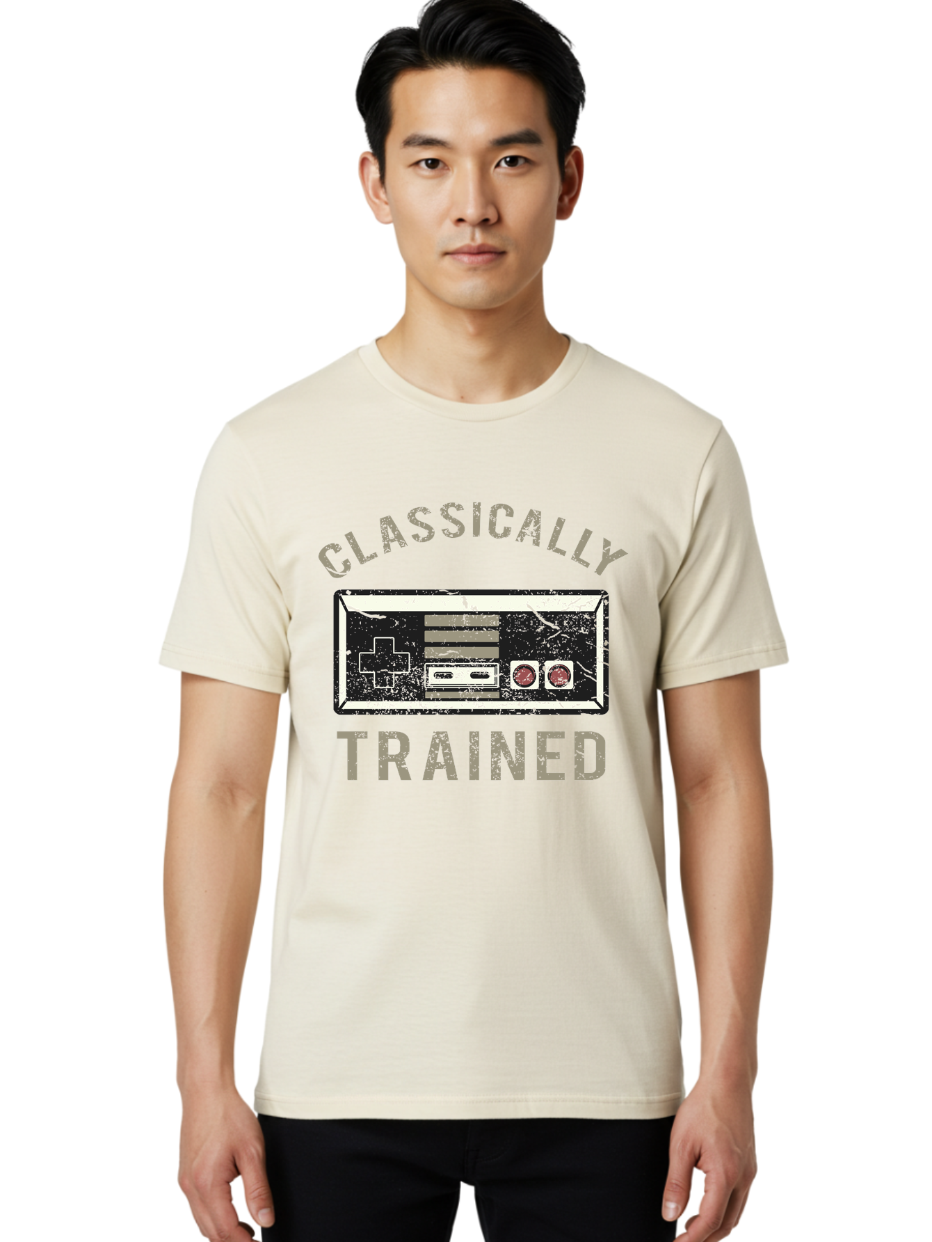 Classically Trained Distressed -Men Men'S Graphic Tee, 100% Cotton, Comfortable Casual Summer Wear, Machine Washable, Retro Video Game Controller, Vintage Gaming, Classic Games, Nostalgic Design, Retro Aesthetic, Gaming Nostalgia, Aae194 8