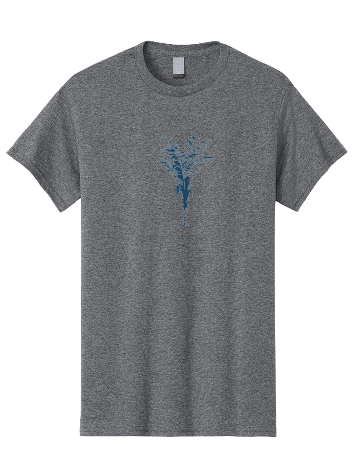 Coastal Palm Men'S Graphic Tee, 100% Cotton, Comfortable Casual Summer Wear, Machine Washable, Palm Tree Illustration, Tropical Plant, Exotic Foliage, Minimalist Design, Blue And Green Hues, Digital Artwork, Modern Graphics Aae197 19