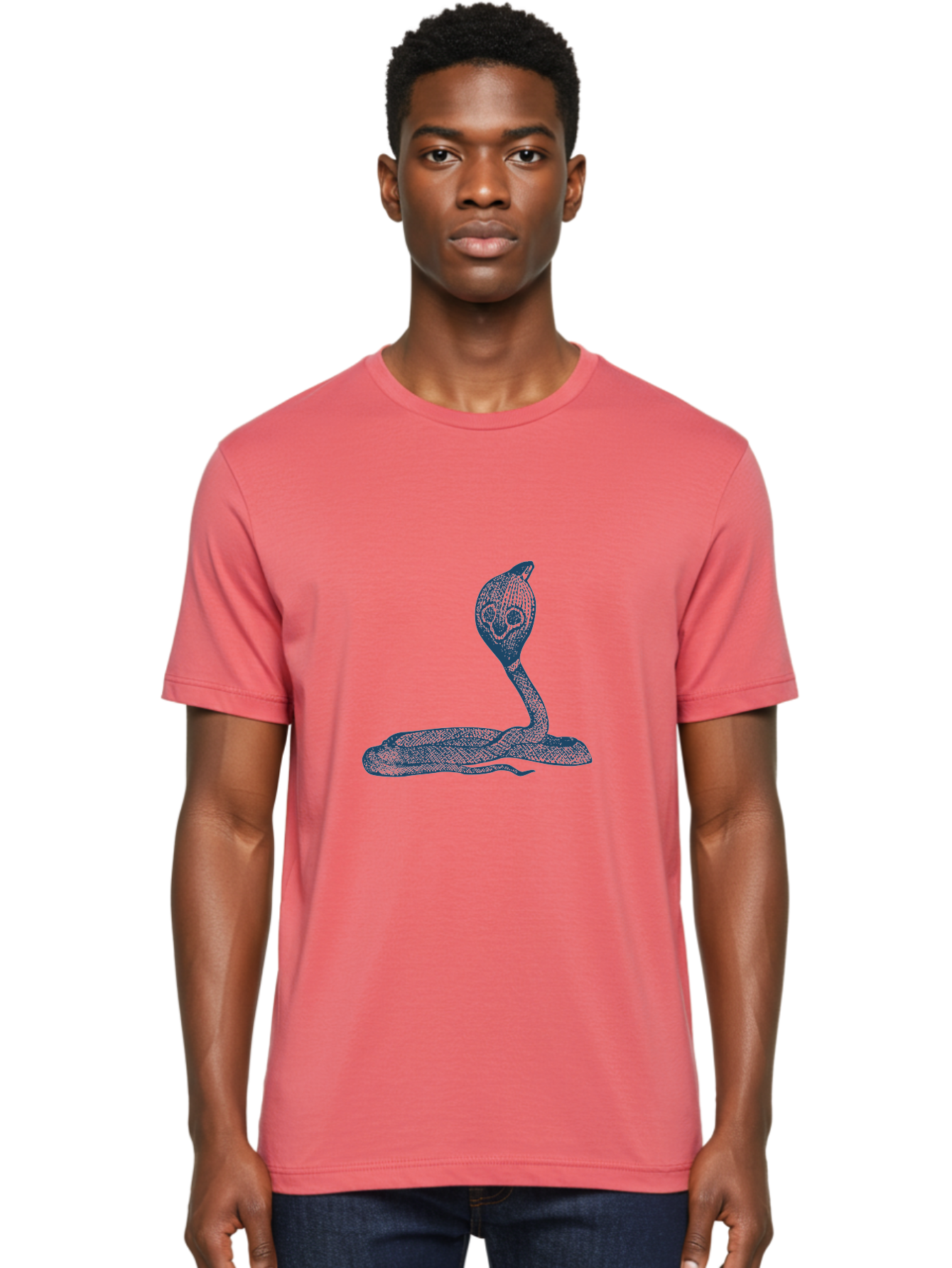 Cobra Ritual Men'S Graphic Tee, 100% Cotton, Comfortable Casual Summer Wear, Machine Washable, Snake With Skull Head, Cobra Art, Reptile Illustration, Coiled Serpent, Danger Sign, Pointy Fangs Aae198 24