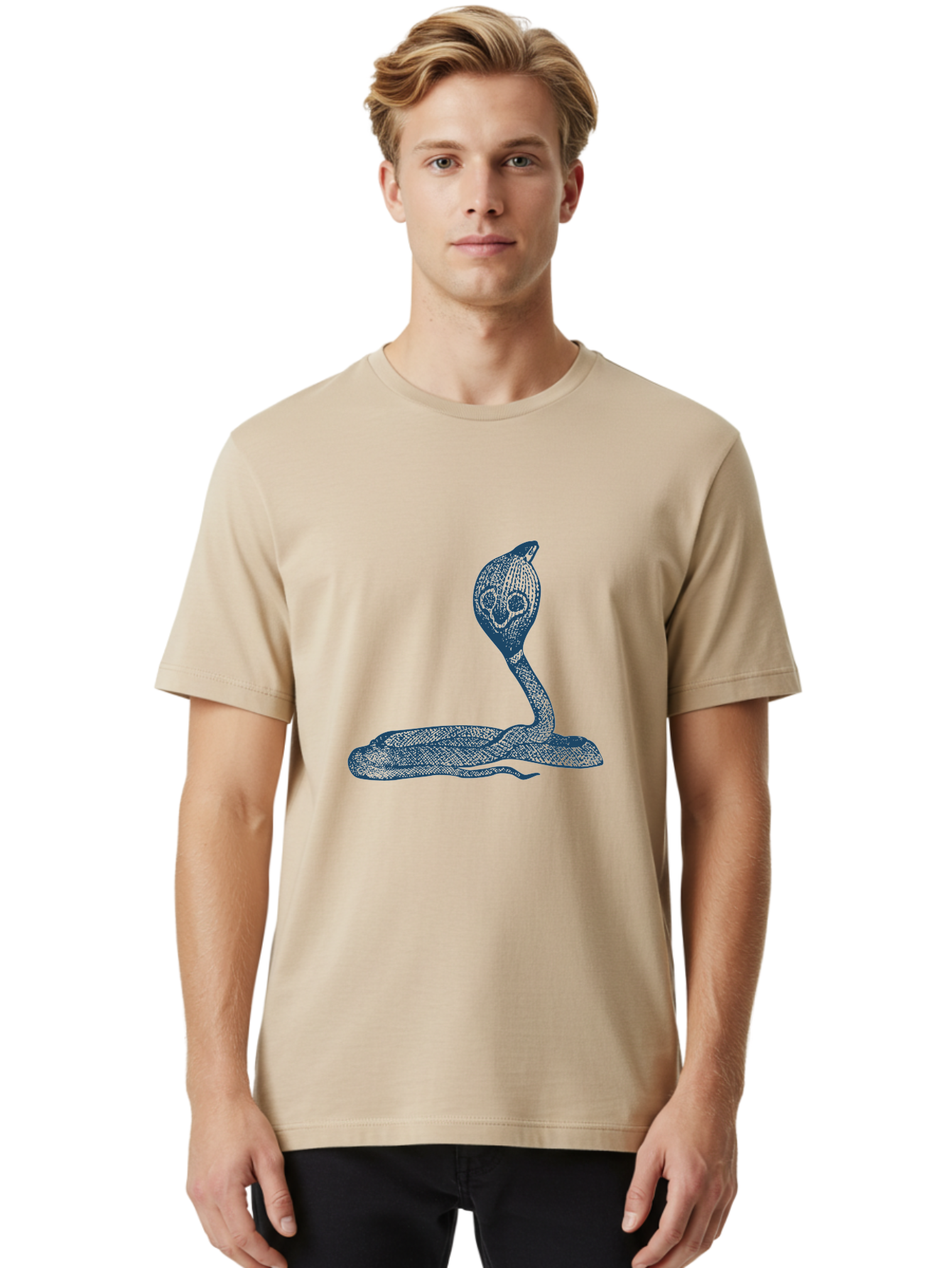 Cobra Ritual Men'S Graphic Tee, 100% Cotton, Comfortable Casual Summer Wear, Machine Washable, Snake With Skull Head, Cobra Art, Reptile Illustration, Coiled Serpent, Danger Sign, Pointy Fangs Aae198 18