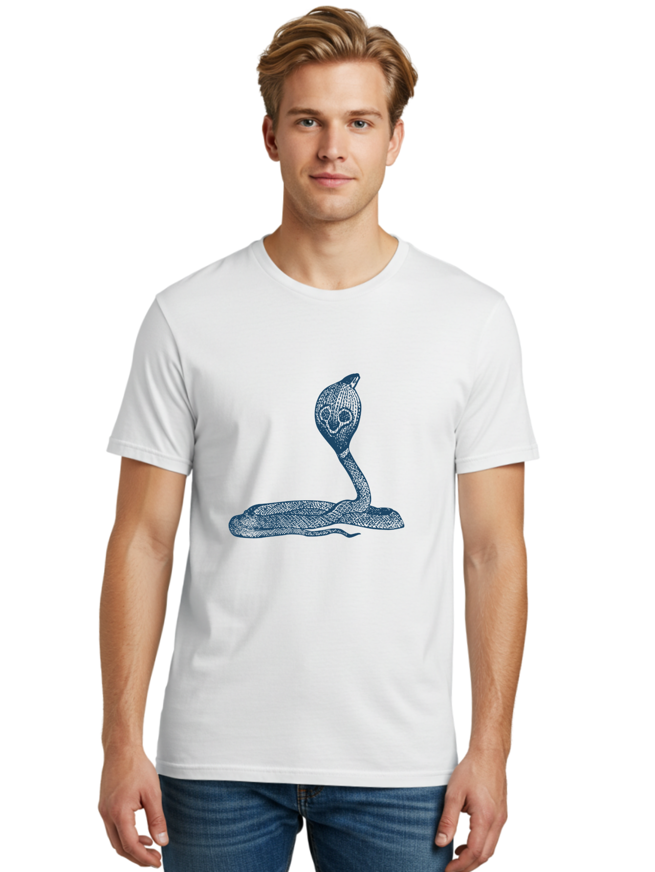 Cobra Ritual Men'S Graphic Tee, 100% Cotton, Comfortable Casual Summer Wear, Machine Washable, Snake With Skull Head, Cobra Art, Reptile Illustration, Coiled Serpent, Danger Sign, Pointy Fangs Aae198 26