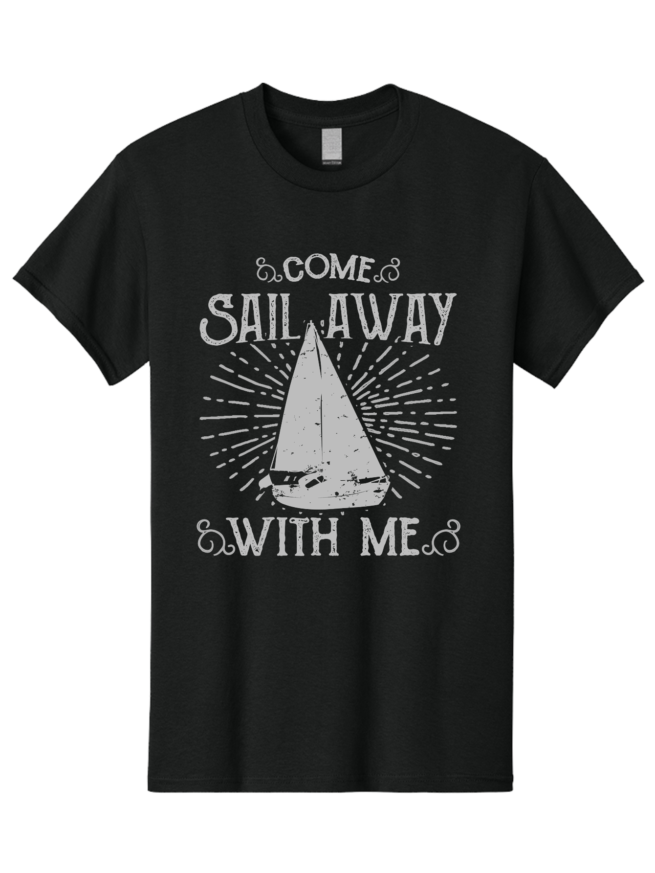 Come Sail Away -Women Men'S Graphic Tee, 100% Cotton, Comfortable Casual Summer Wear, Machine Washable, Sailboat Graphic, Nautical Theme, Inspirational Quote, Vintage Design, Sailing Adventure, Ocean Getaway, Relaxing Atmosphere, Retro Style Aae205 2