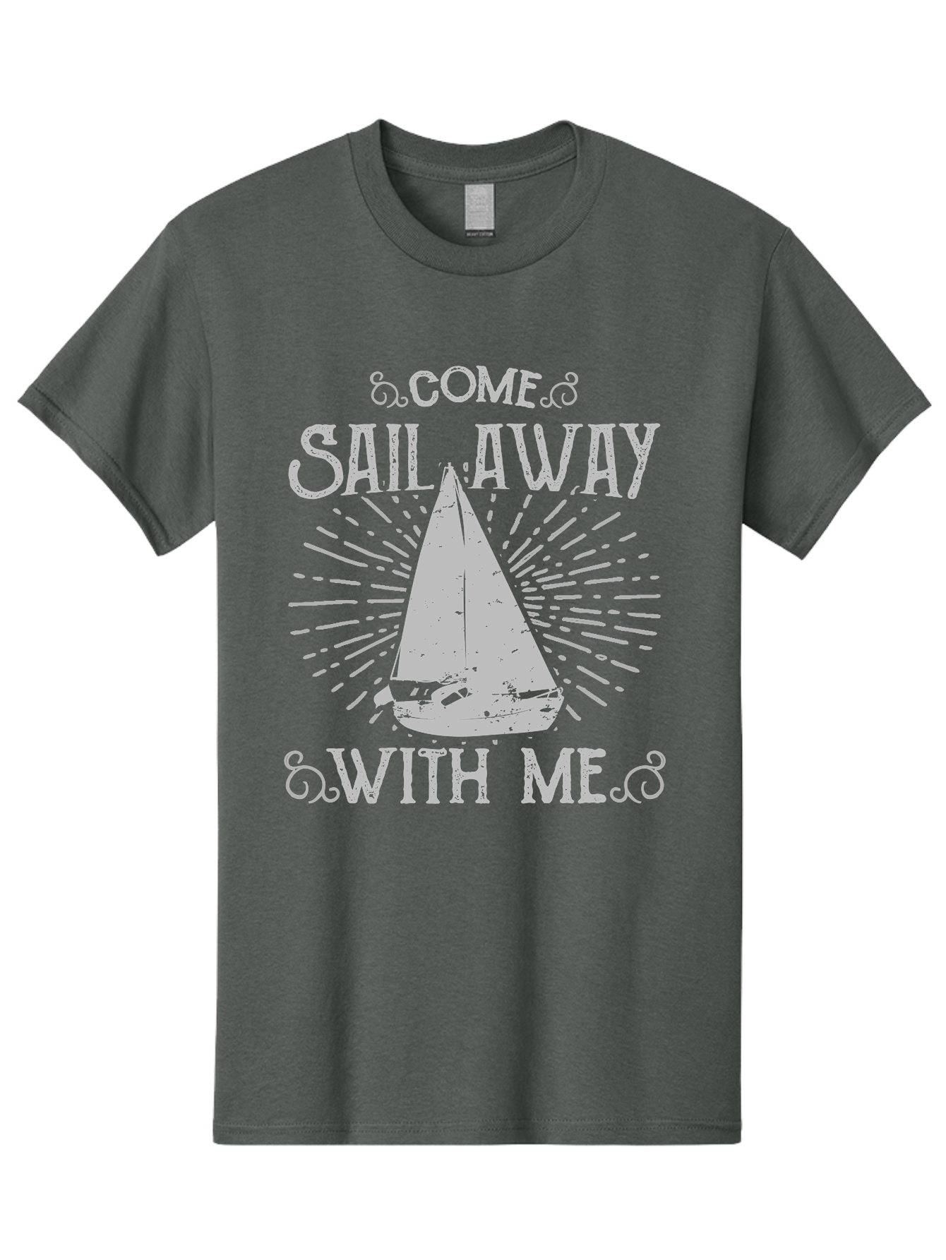Come Sail Away -Women Men'S Graphic Tee, 100% Cotton, Comfortable Casual Summer Wear, Machine Washable, Sailboat Graphic, Nautical Theme, Inspirational Quote, Vintage Design, Sailing Adventure, Ocean Getaway, Relaxing Atmosphere, Retro Style Aae205 4
