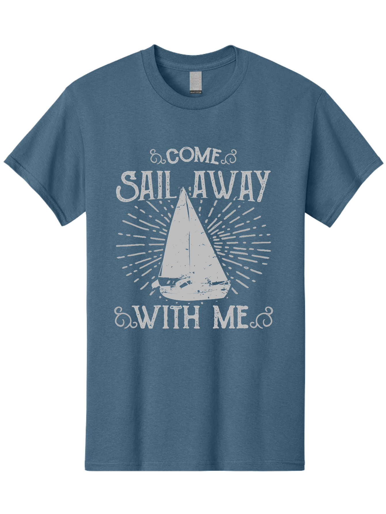 Come Sail Away -Women Men'S Graphic Tee, 100% Cotton, Comfortable Casual Summer Wear, Machine Washable, Sailboat Graphic, Nautical Theme, Inspirational Quote, Vintage Design, Sailing Adventure, Ocean Getaway, Relaxing Atmosphere, Retro Style Aae205 6