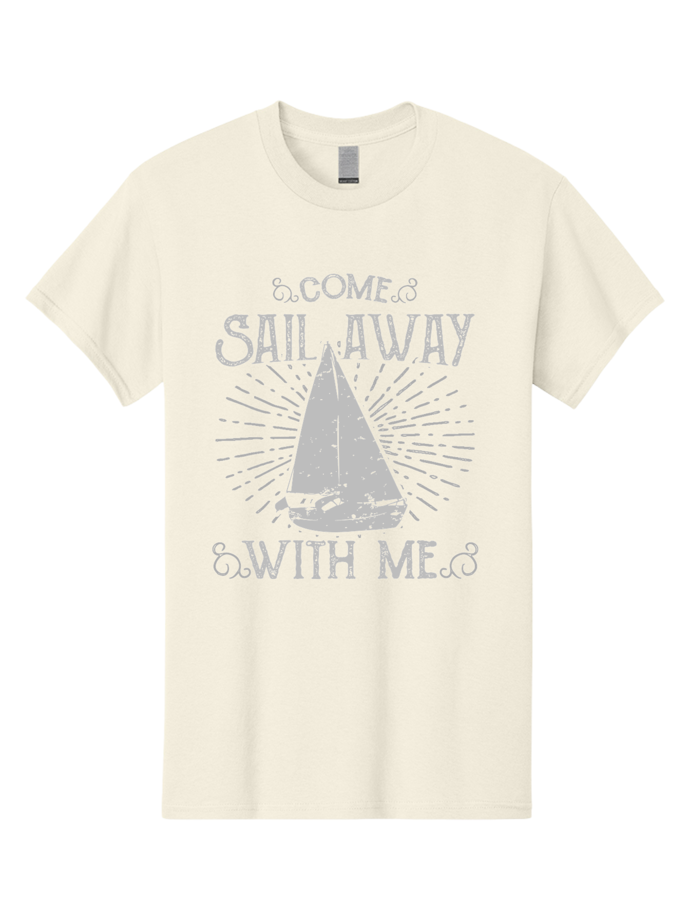 Come Sail Away -Women Men'S Graphic Tee, 100% Cotton, Comfortable Casual Summer Wear, Machine Washable, Sailboat Graphic, Nautical Theme, Inspirational Quote, Vintage Design, Sailing Adventure, Ocean Getaway, Relaxing Atmosphere, Retro Style Aae205 10