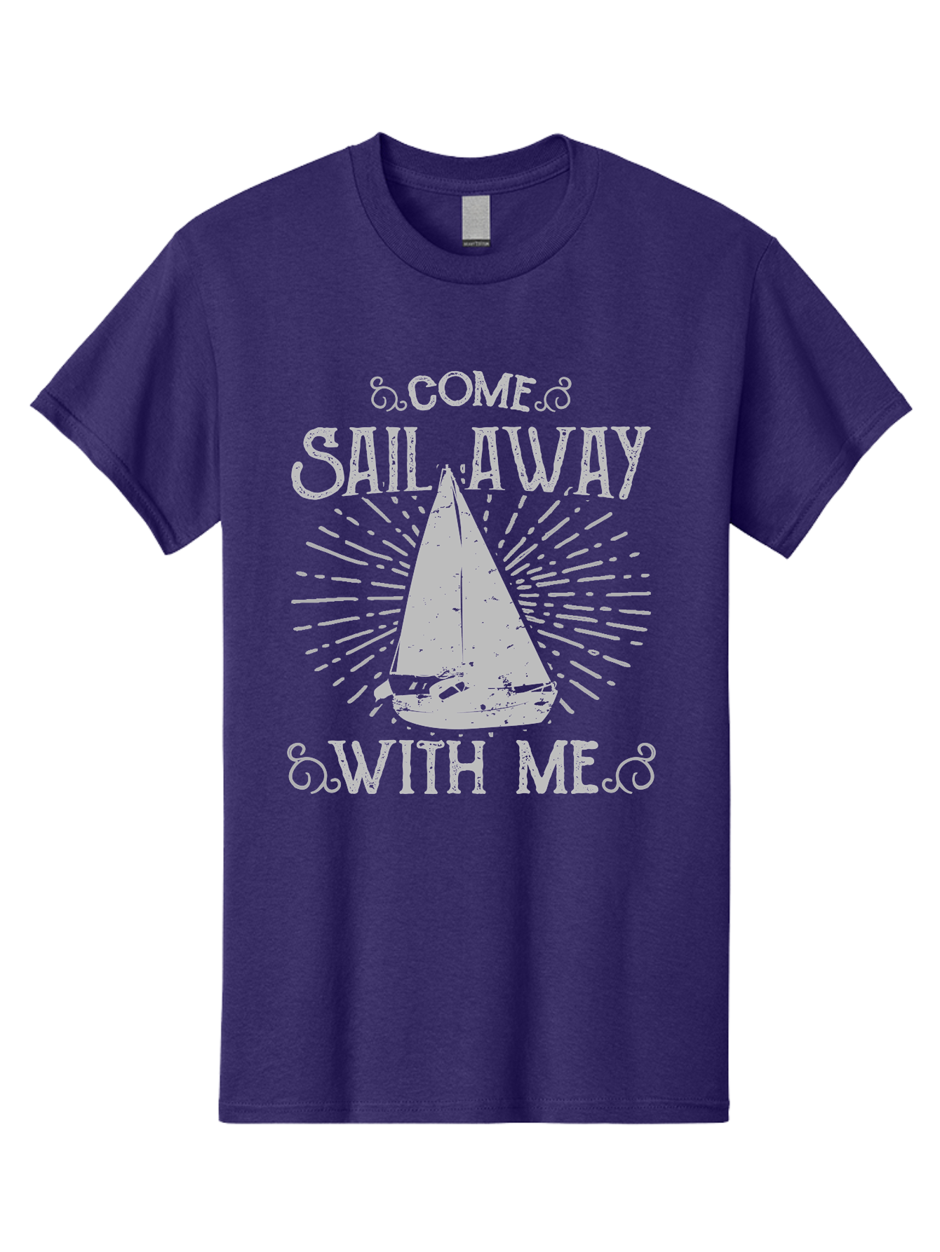 Come Sail Away -Women Men'S Graphic Tee, 100% Cotton, Comfortable Casual Summer Wear, Machine Washable, Sailboat Graphic, Nautical Theme, Inspirational Quote, Vintage Design, Sailing Adventure, Ocean Getaway, Relaxing Atmosphere, Retro Style Aae205 15