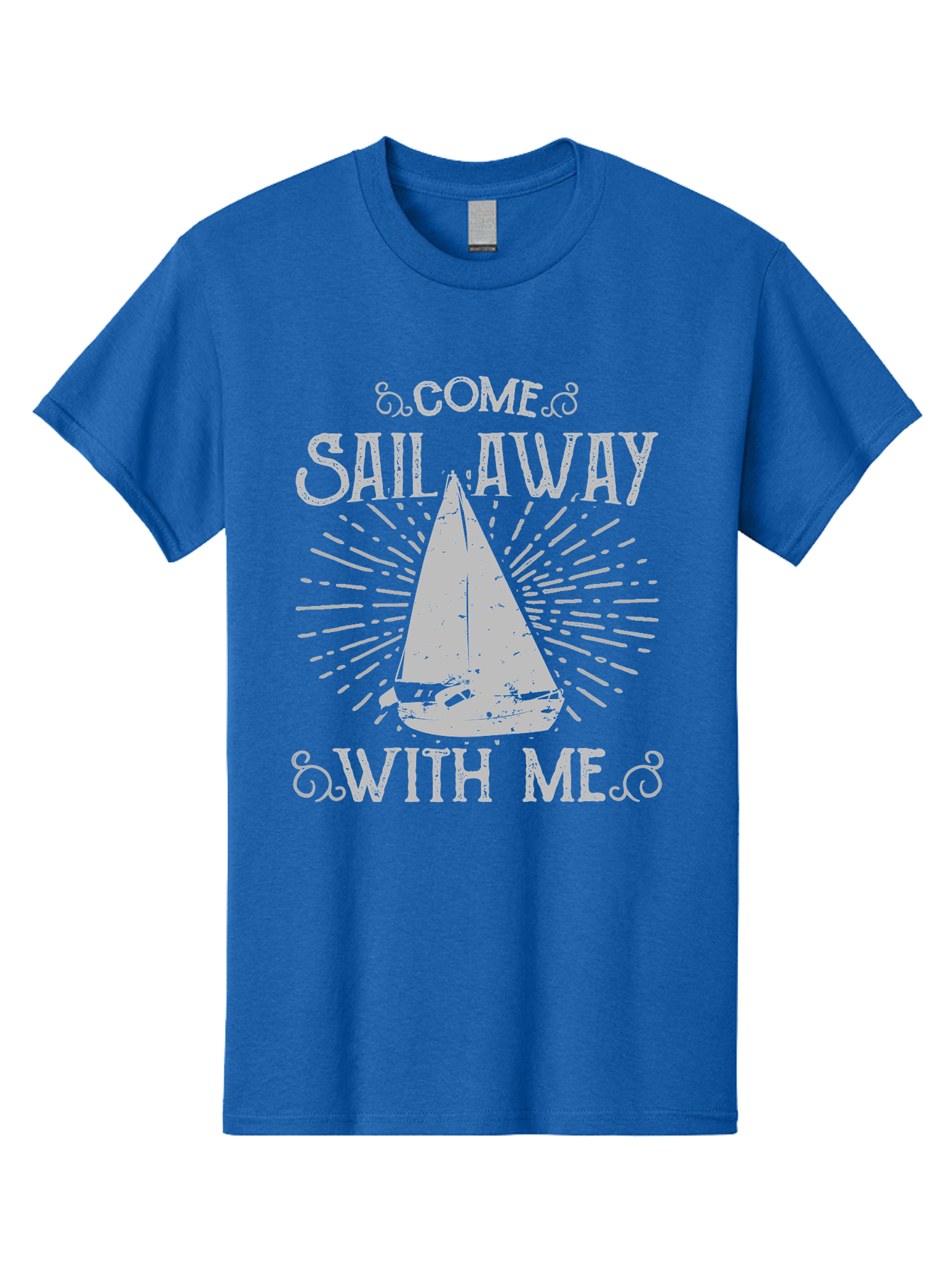 Come Sail Away -Women Men'S Graphic Tee, 100% Cotton, Comfortable Casual Summer Wear, Machine Washable, Sailboat Graphic, Nautical Theme, Inspirational Quote, Vintage Design, Sailing Adventure, Ocean Getaway, Relaxing Atmosphere, Retro Style Aae205 3