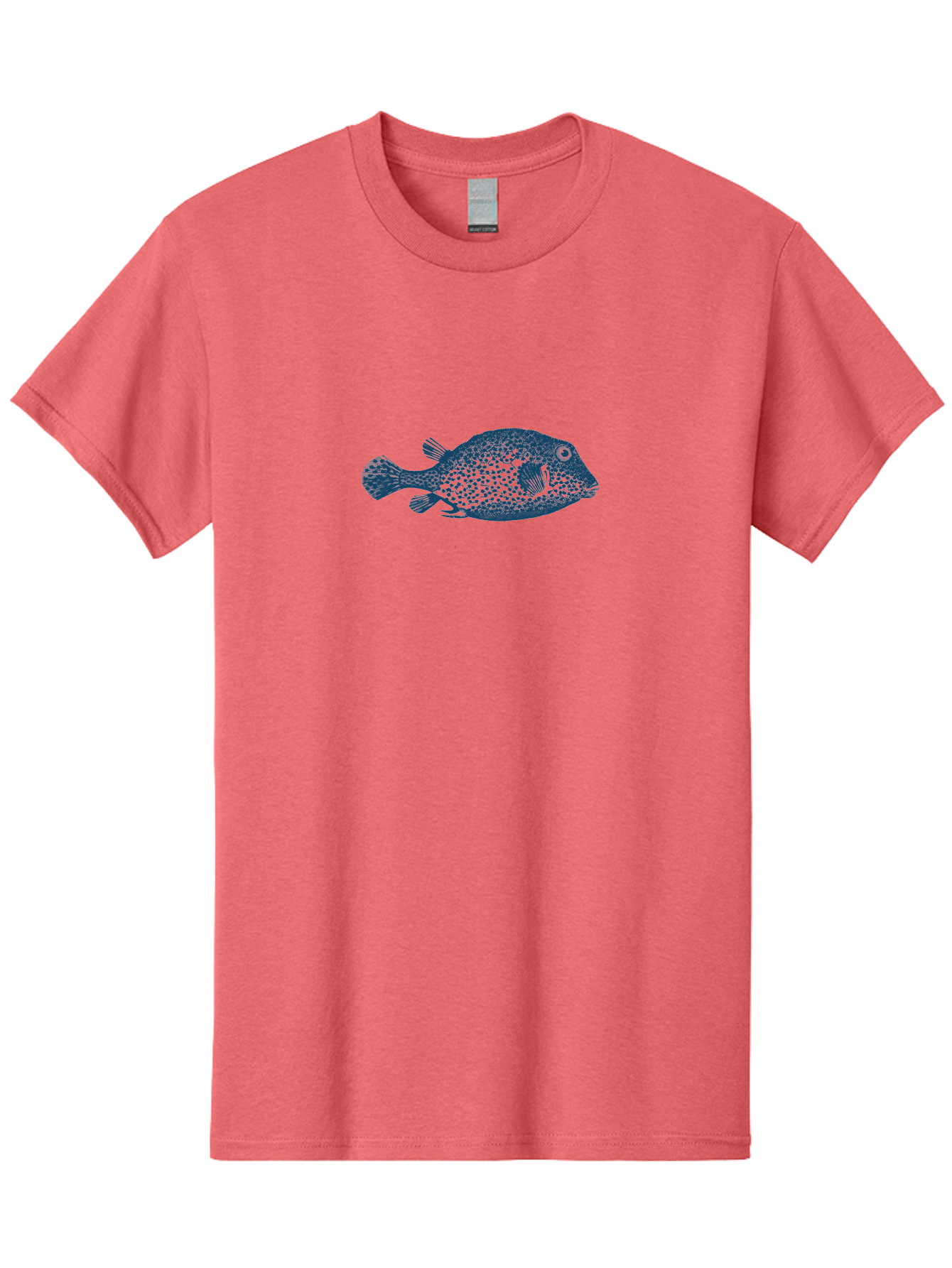Cragfish Men'S Graphic Tee, 100% Cotton, Comfortable Casual Summer Wear, Machine Washable, Blue Fish, Spotted Fish, Marine Life, Ocean Creature, Fish Silhouette, Aquatic Animal, Underwater World, Wildlife Art, Fish Illustration Aae209 3