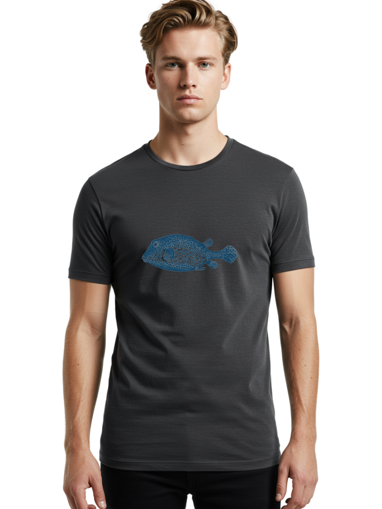 Cragfish 2 Men'S Graphic Tee, 100% Cotton, Comfortable Casual Summer Wear, Machine Washable, Stylized Fish, Blue Fish Graphic, Spotted Fish, Ocean Creature, Aquatic Life, Digital Art, Marine Animal Aae210 6