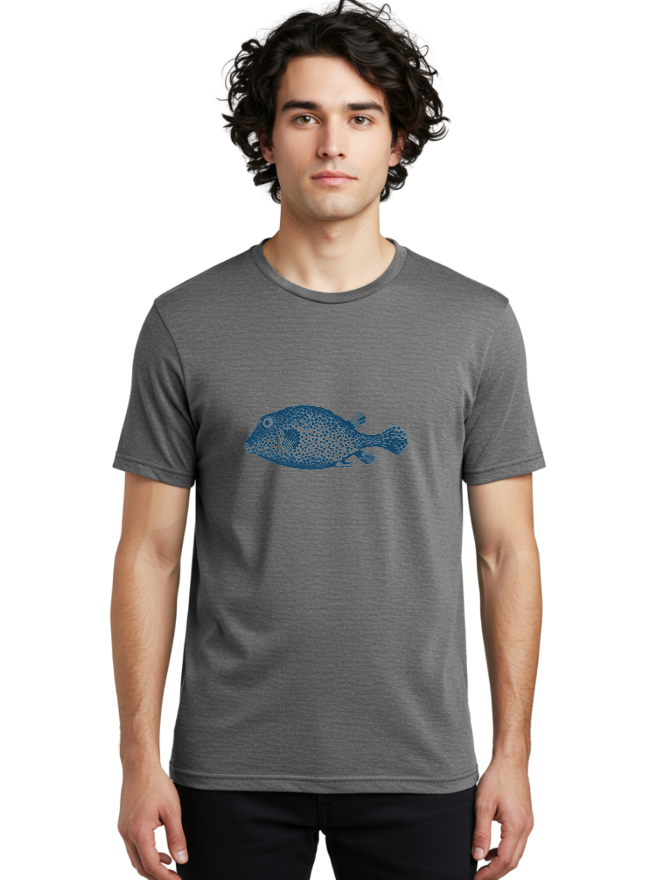 Cragfish 2 Men'S Graphic Tee, 100% Cotton, Comfortable Casual Summer Wear, Machine Washable, Stylized Fish, Blue Fish Graphic, Spotted Fish, Ocean Creature, Aquatic Life, Digital Art, Marine Animal Aae210 30