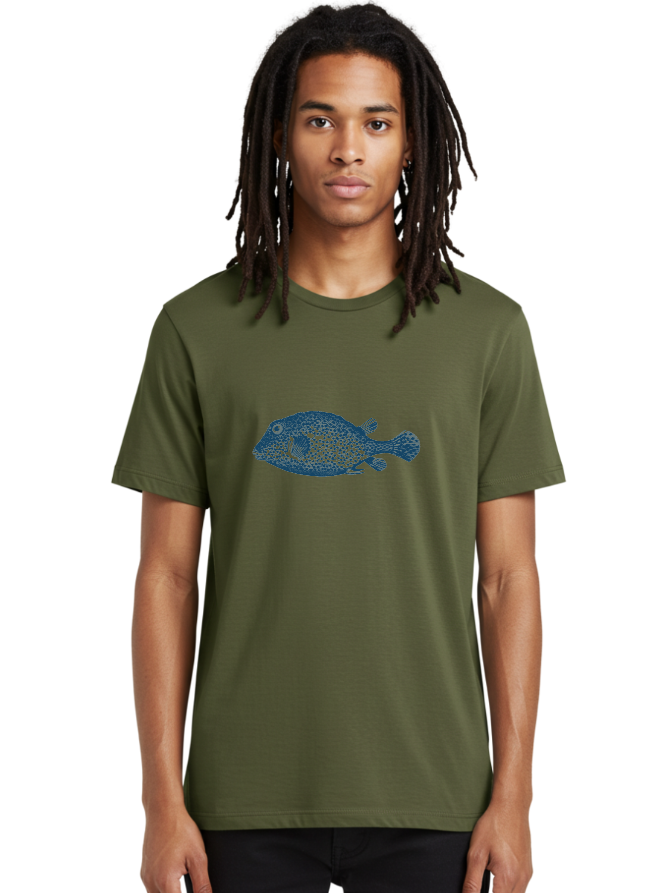 Cragfish 2 Men'S Graphic Tee, 100% Cotton, Comfortable Casual Summer Wear, Machine Washable, Stylized Fish, Blue Fish Graphic, Spotted Fish, Ocean Creature, Aquatic Life, Digital Art, Marine Animal Aae210 26