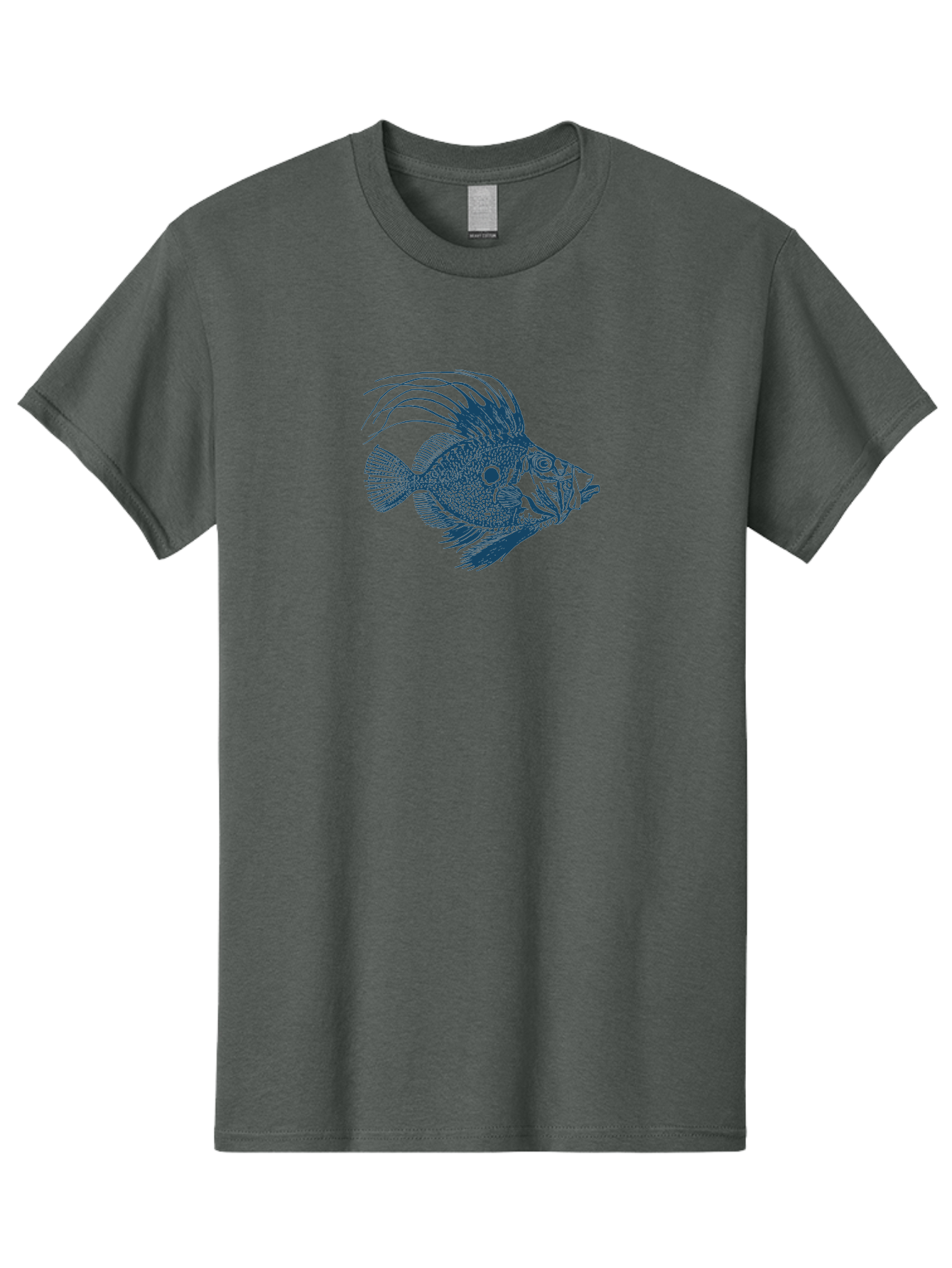 Crestthorn Fish Men'S Graphic Tee, 100% Cotton, Comfortable Casual Summer Wear, Machine Washable, Blue Fish, Detailed Illustration, Marine Life, Aquatic Animal, Fins, Scales, Underwater World, Ocean Creature, Vibrant Artwork, Textured Design, Aae213 5