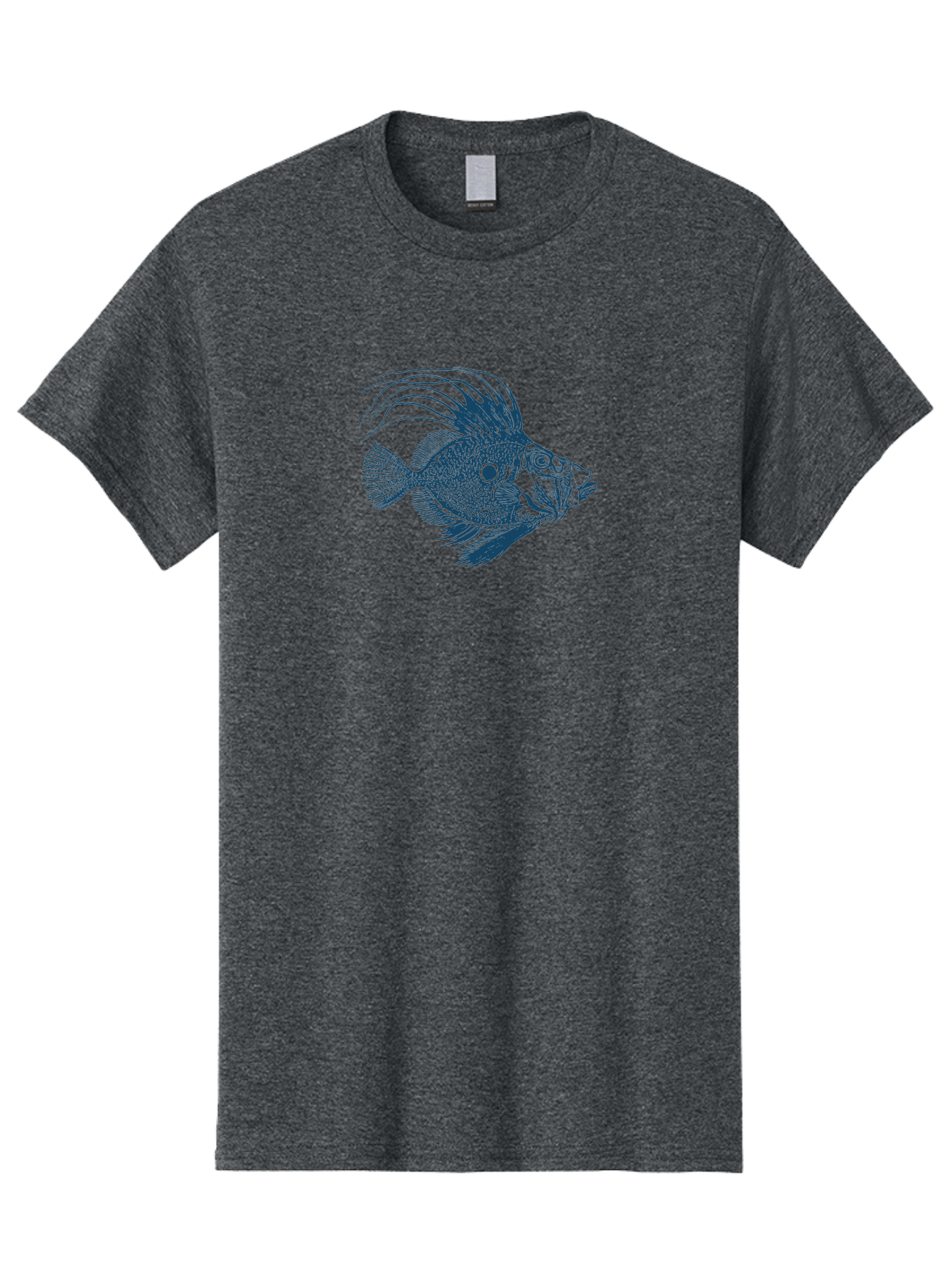 Crestthorn Fish Men'S Graphic Tee, 100% Cotton, Comfortable Casual Summer Wear, Machine Washable, Blue Fish, Detailed Illustration, Marine Life, Aquatic Animal, Fins, Scales, Underwater World, Ocean Creature, Vibrant Artwork, Textured Design, Aae213 21