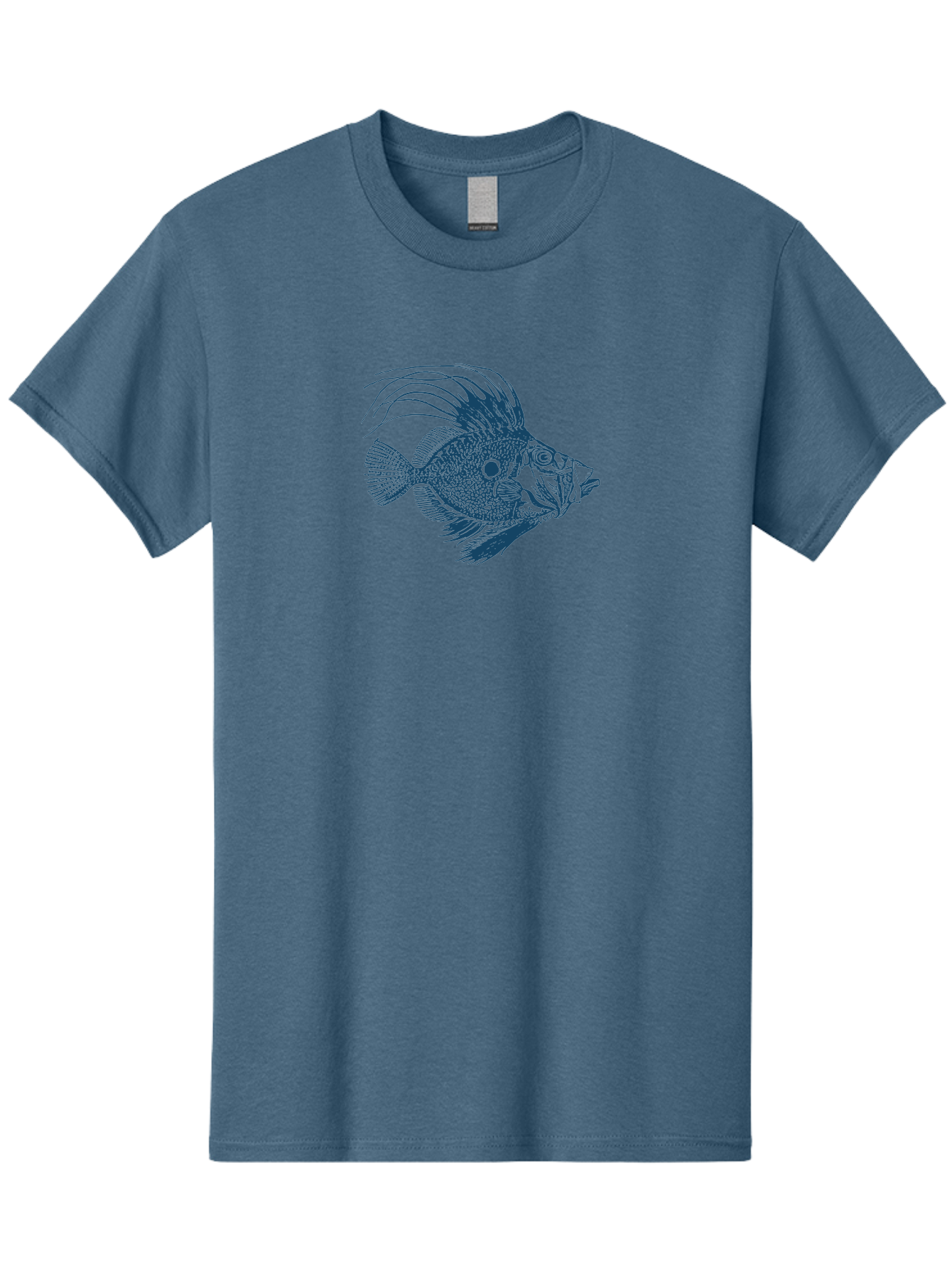 Crestthorn Fish Men'S Graphic Tee, 100% Cotton, Comfortable Casual Summer Wear, Machine Washable, Blue Fish, Detailed Illustration, Marine Life, Aquatic Animal, Fins, Scales, Underwater World, Ocean Creature, Vibrant Artwork, Textured Design, Aae213 19