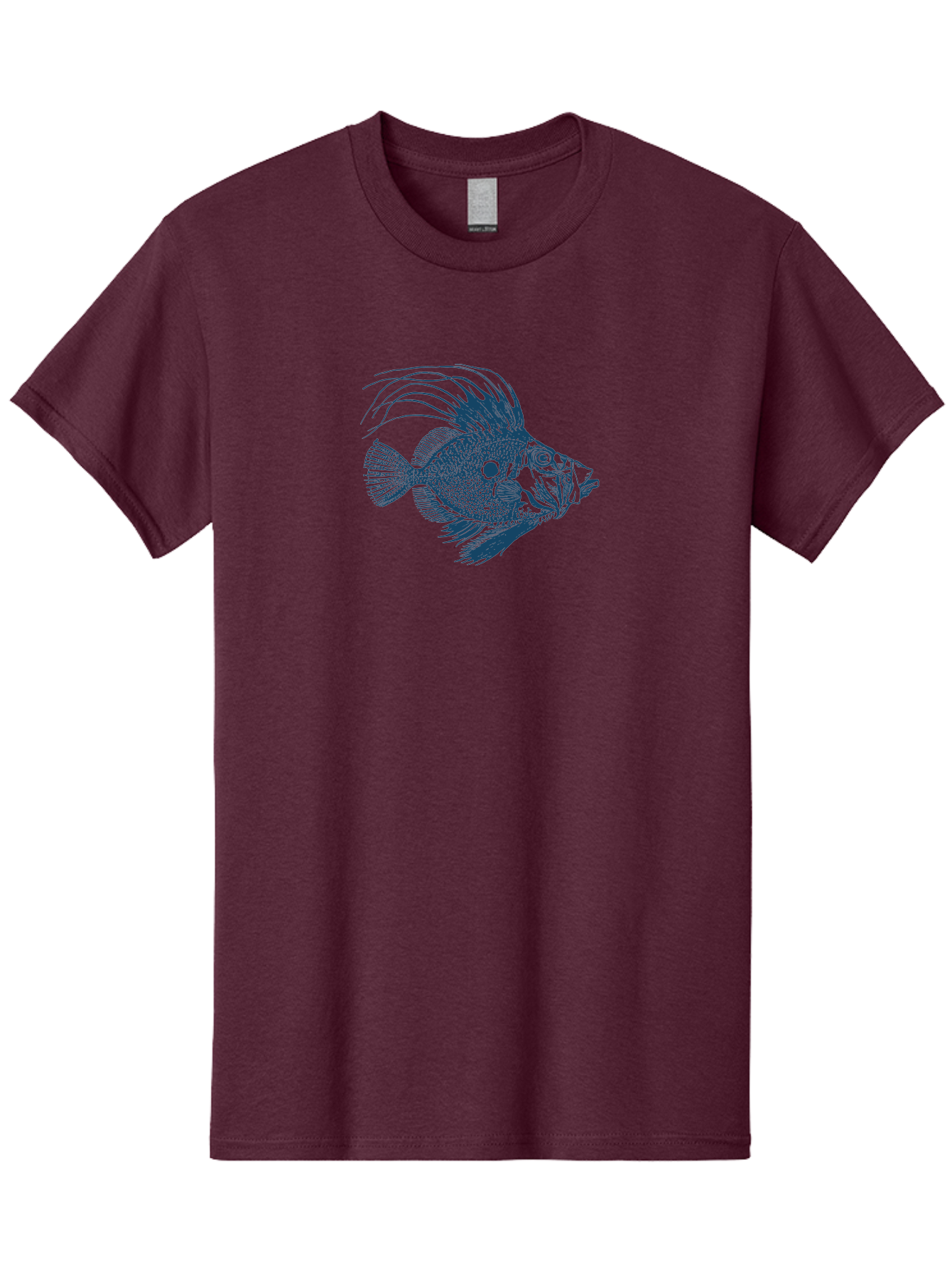Crestthorn Fish Men'S Graphic Tee, 100% Cotton, Comfortable Casual Summer Wear, Machine Washable, Blue Fish, Detailed Illustration, Marine Life, Aquatic Animal, Fins, Scales, Underwater World, Ocean Creature, Vibrant Artwork, Textured Design, Aae213 15