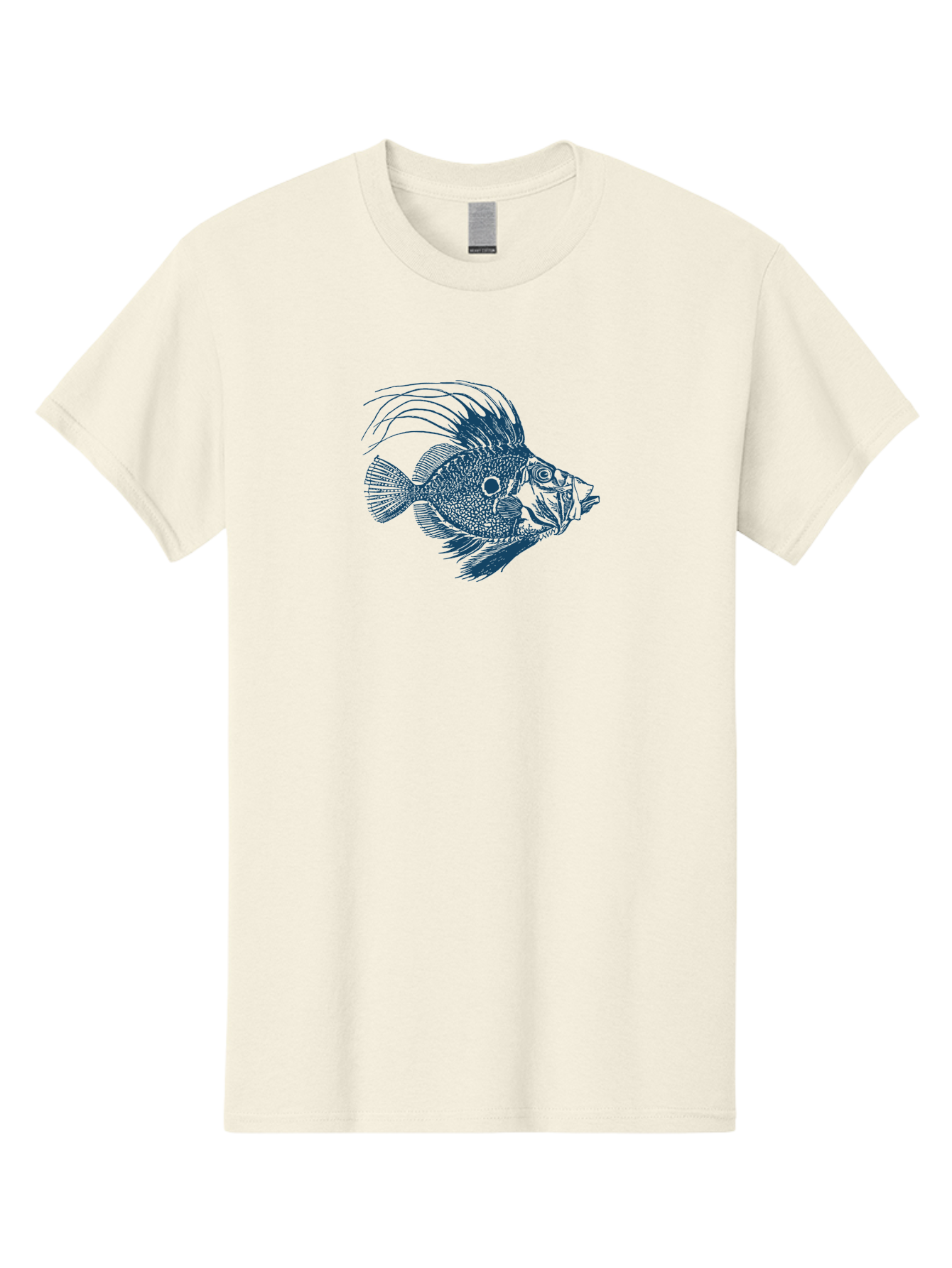 Crestthorn Fish Men'S Graphic Tee, 100% Cotton, Comfortable Casual Summer Wear, Machine Washable, Blue Fish, Detailed Illustration, Marine Life, Aquatic Animal, Fins, Scales, Underwater World, Ocean Creature, Vibrant Artwork, Textured Design, Aae213 11