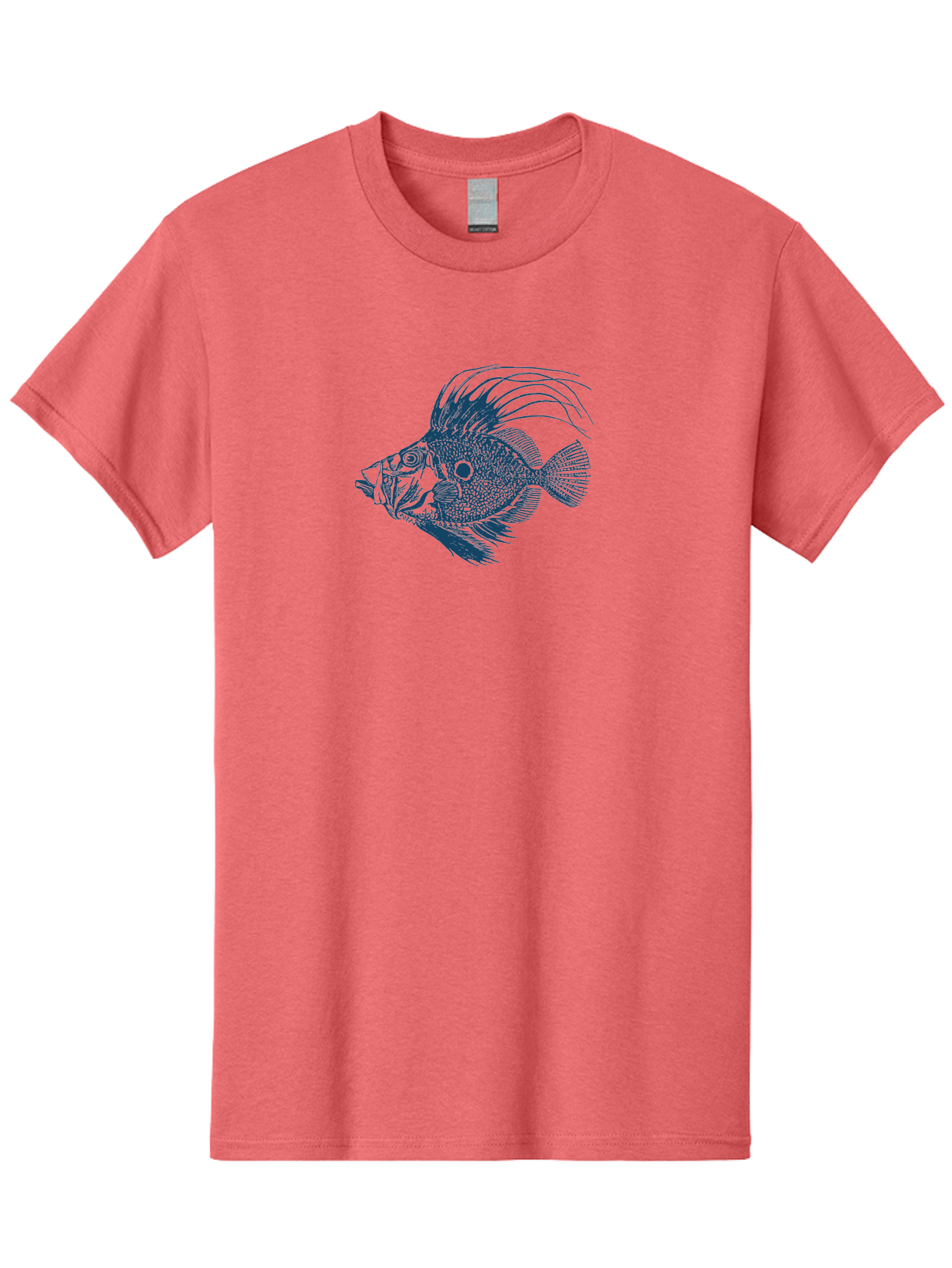 Crestthorn Fish 2 Men'S Graphic Tee, 100% Cotton, Comfortable Casual Summer Wear, Machine Washable, Cichlid Fish Illustration, Aquatic Life, Detailed Drawing, Blue And Green Hues, Fins And Scales, Freshwater Fish, Ocean Creature, Modern Art, Aae214 29