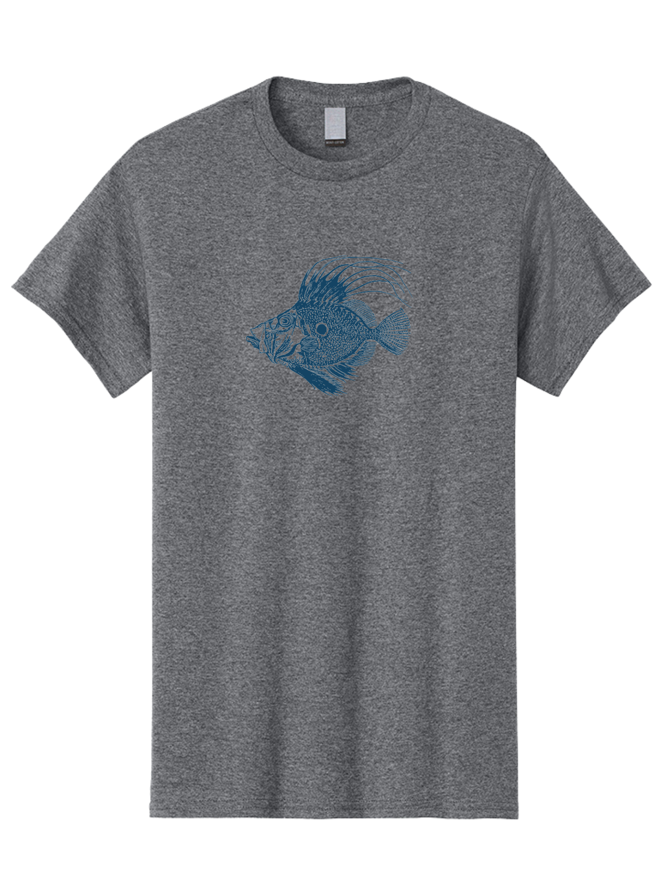 Crestthorn Fish 2 Men'S Graphic Tee, 100% Cotton, Comfortable Casual Summer Wear, Machine Washable, Cichlid Fish Illustration, Aquatic Life, Detailed Drawing, Blue And Green Hues, Fins And Scales, Freshwater Fish, Ocean Creature, Modern Art, Aae214 5