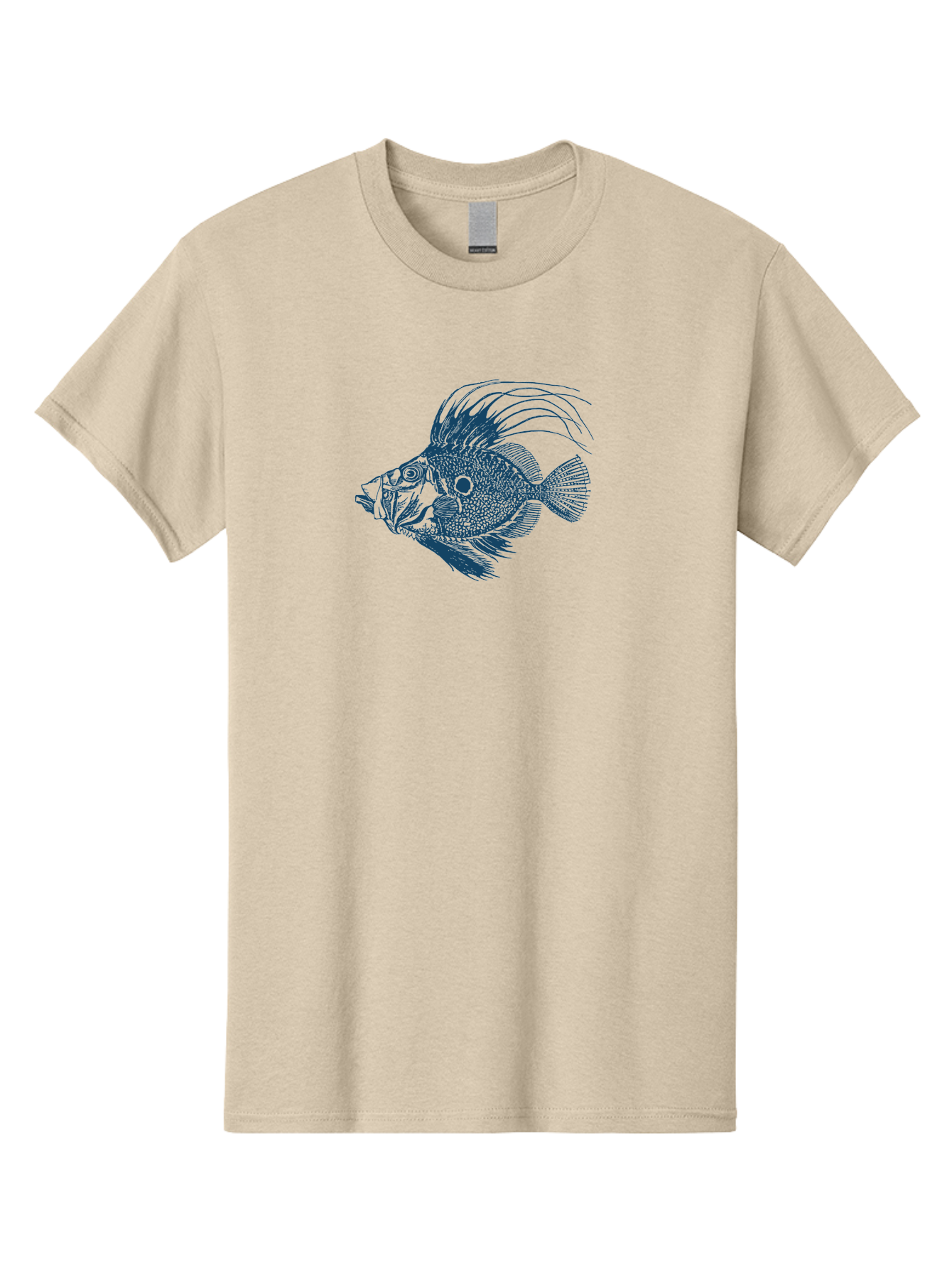 Crestthorn Fish 2 Men'S Graphic Tee, 100% Cotton, Comfortable Casual Summer Wear, Machine Washable, Cichlid Fish Illustration, Aquatic Life, Detailed Drawing, Blue And Green Hues, Fins And Scales, Freshwater Fish, Ocean Creature, Modern Art, Aae214 19
