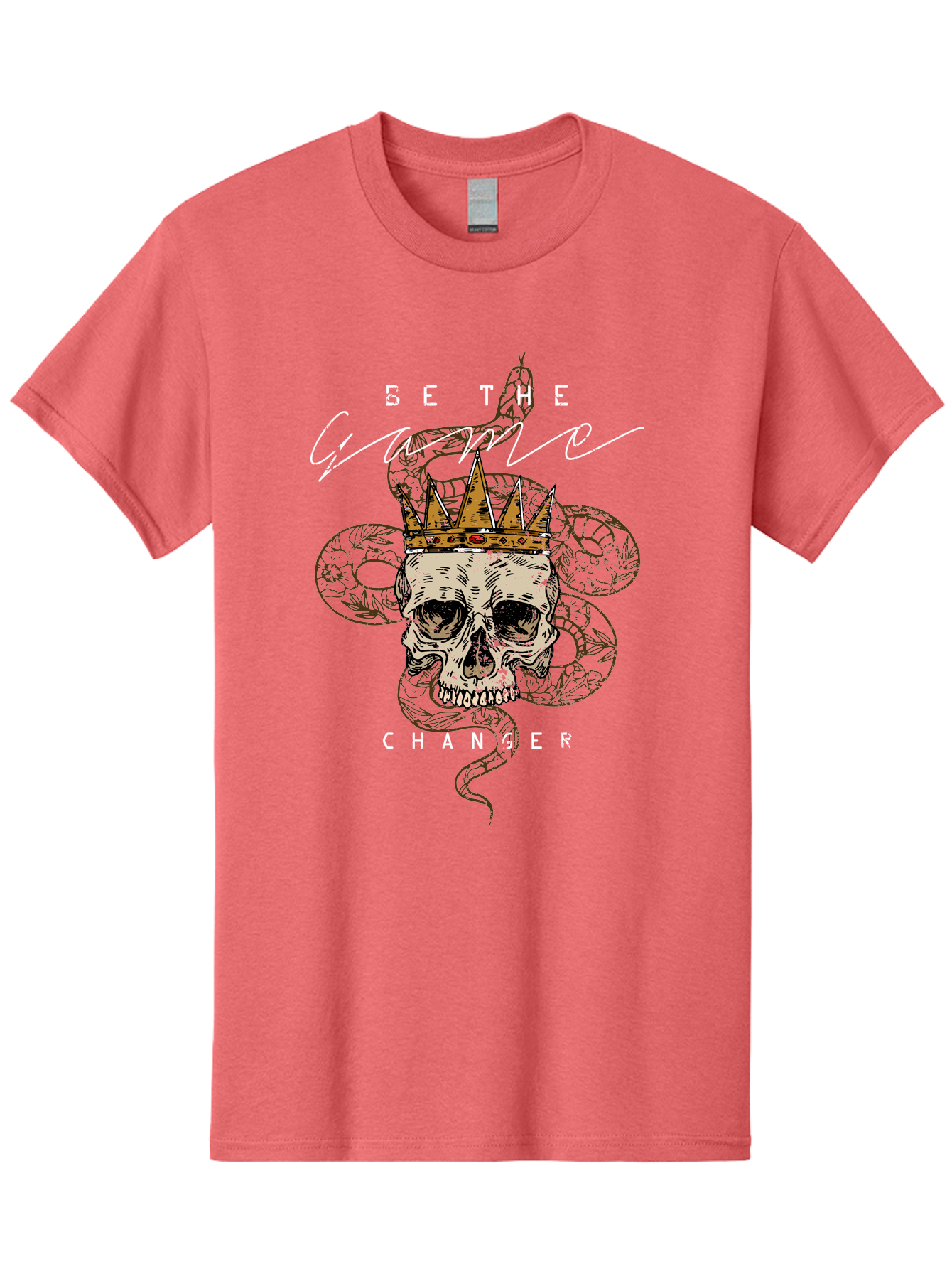 Crown Skull Men'S Graphic Tee, 100% Cotton, Comfortable Casual Summer Wear, Machine Washable, Skull With Crown And Snake, Game Changer, Motivational Quote, Skull Art, Crowned Skull, Snake Illustration, Bold Graphics, Edgy Design, Aae216 7
