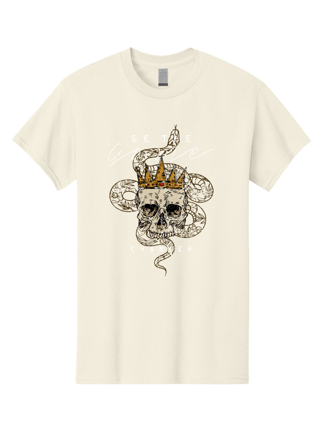 Crown Skull Men'S Graphic Tee, 100% Cotton, Comfortable Casual Summer Wear, Machine Washable, Skull With Crown And Snake, Game Changer, Motivational Quote, Skull Art, Crowned Skull, Snake Illustration, Bold Graphics, Edgy Design, Aae216 17