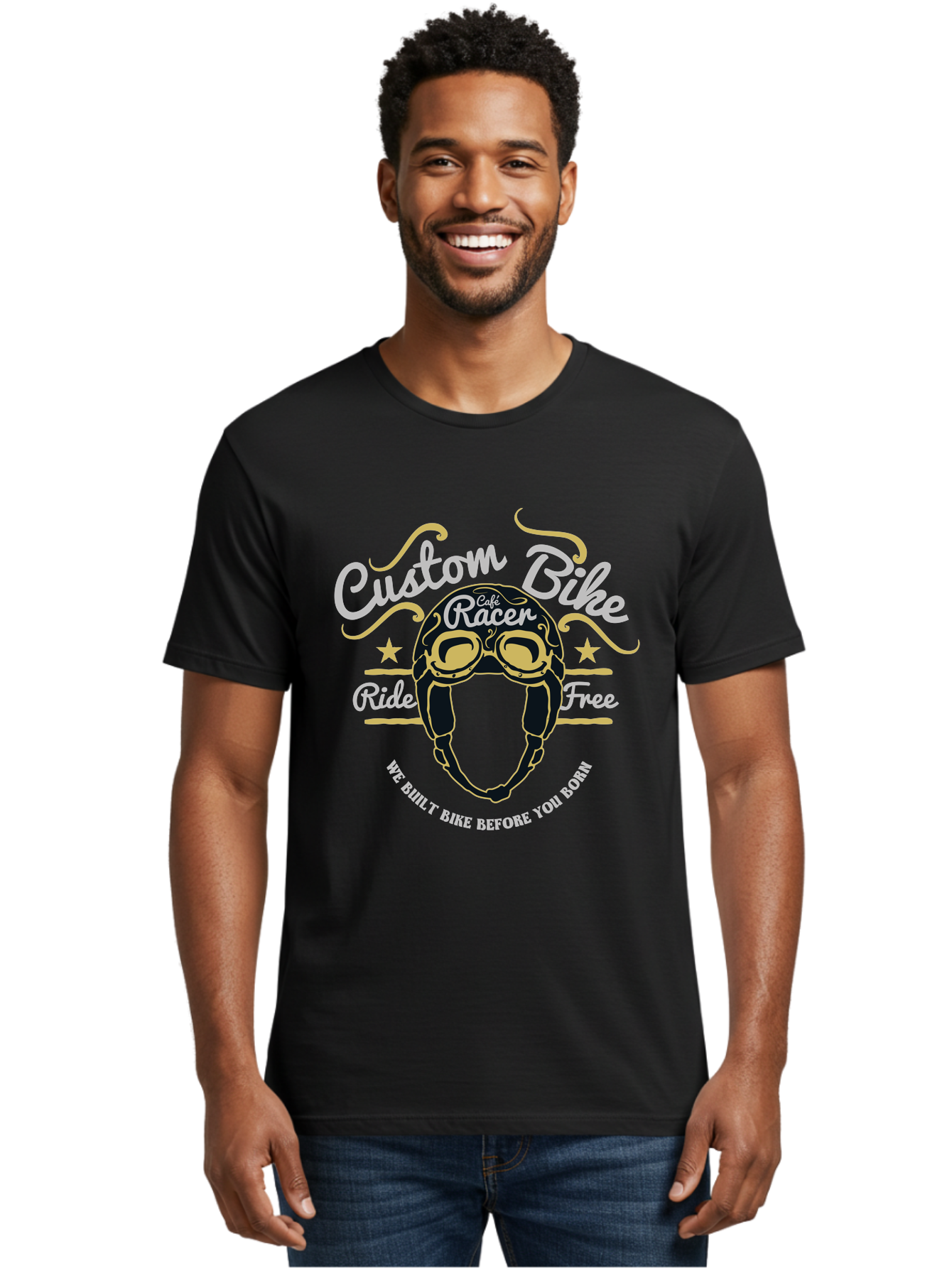 Custom Bike Men'S Graphic Tee, 100% Cotton, Comfortable Casual Summer Wear, Machine Washable, Custom Bike, Cafe Racer, Bicycle Helmet, Ride Free, Cycling Culture, Biker Lifestyle, Vintage Bike, Custom Motorcycle Aae222 4