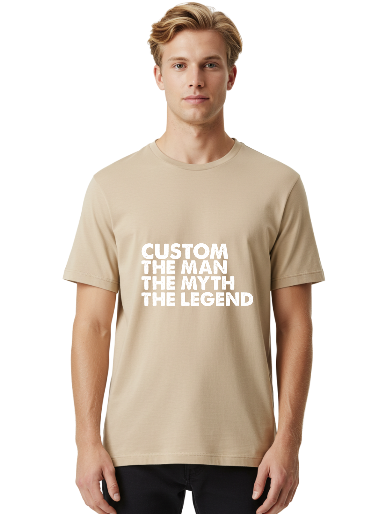 Custom The Man The Myth Men'S Graphic Tee, 100% Cotton, Comfortable Casual Summer Wear, Machine Washable, Custom Man, The Man, The Myth, The Legend, Personalized, Customized, Motivational Quote, Inspiration, Legendary Status, Bold Font, Aae223 12