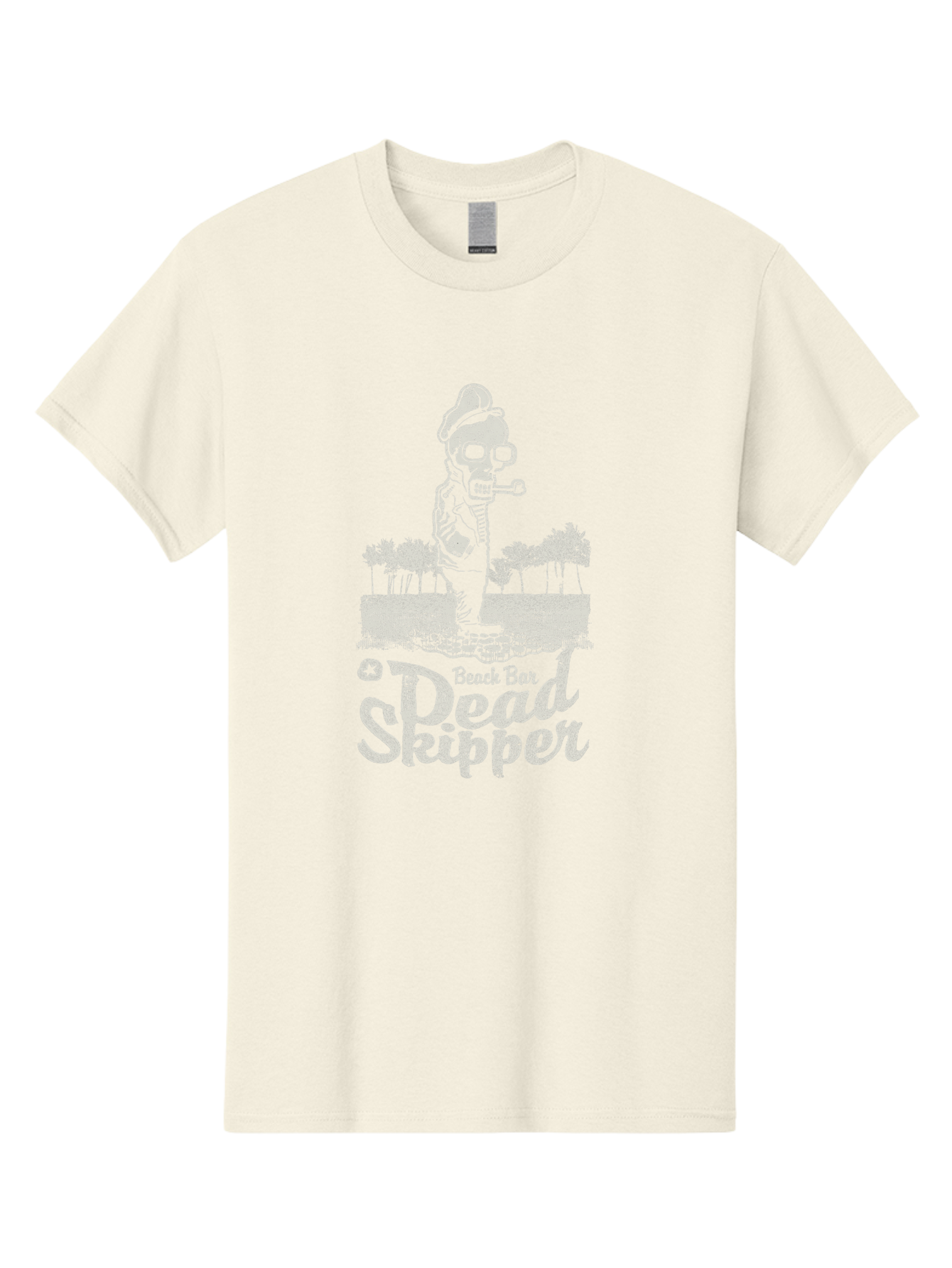 Dead Skipper Skull Men'S Graphic Tee, 100% Cotton, Comfortable Casual Summer Wear, Machine Washable, Skeleton Playing Guitar, Beach Bar Vibes, Tropical Setting, Palm Trees, Rock On, Summer Fun, Coastal Entertainment, Relaxed Atmosphere Aae228 13