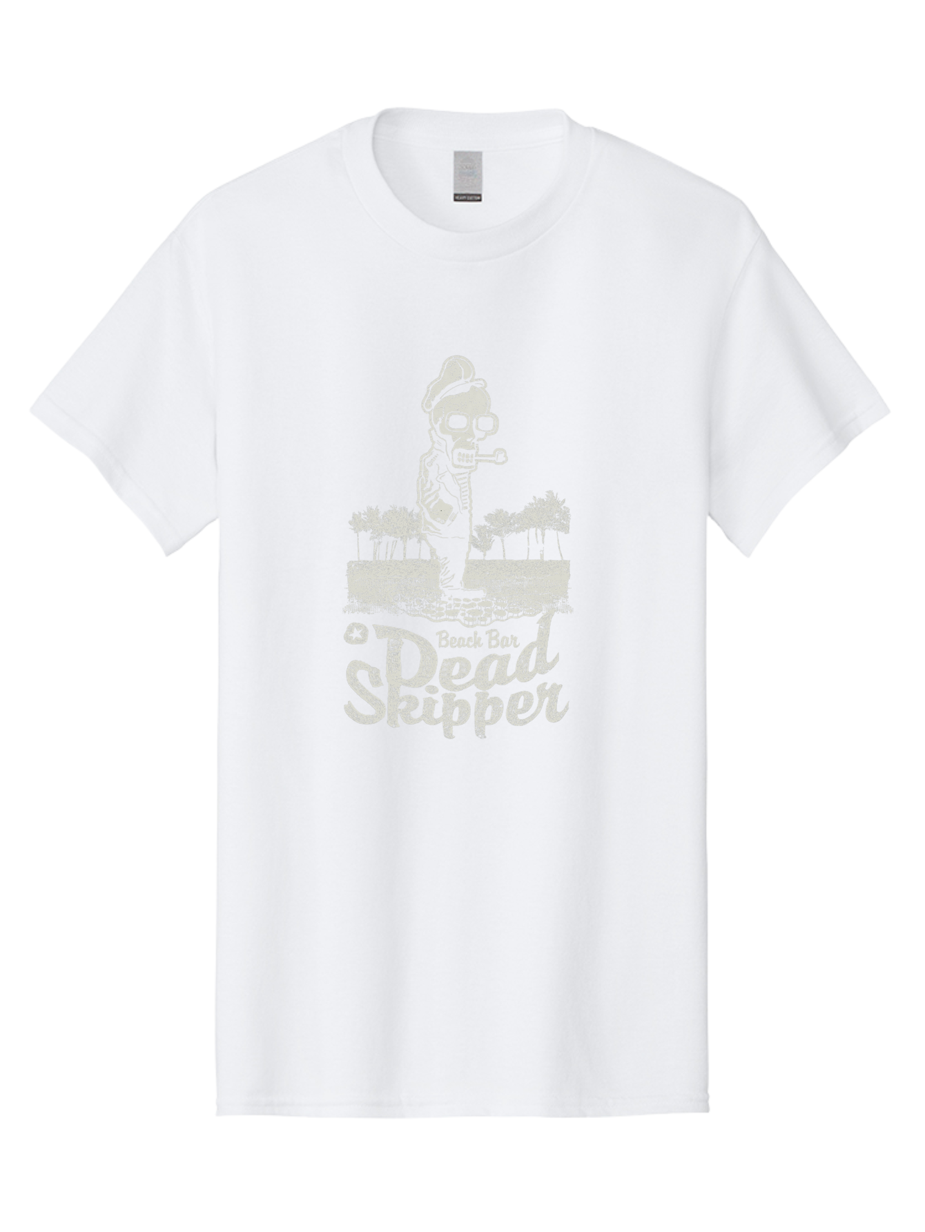 Dead Skipper Skull Men'S Graphic Tee, 100% Cotton, Comfortable Casual Summer Wear, Machine Washable, Skeleton Playing Guitar, Beach Bar Vibes, Tropical Setting, Palm Trees, Rock On, Summer Fun, Coastal Entertainment, Relaxed Atmosphere Aae228 3