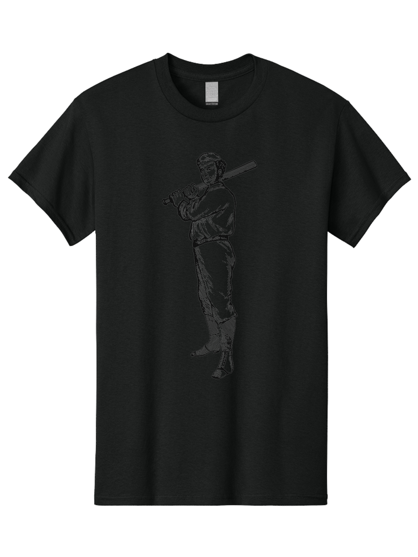 Deadball Era Legend Men'S Graphic Tee, 100% Cotton, Comfortable Casual Summer Wear, Machine Washable, Baseball Player, Vintage Illustration, Baseball Bat, Classic Uniform, Athletic Stance, Sports Nostalgia, Retro Graphics Aae229 25