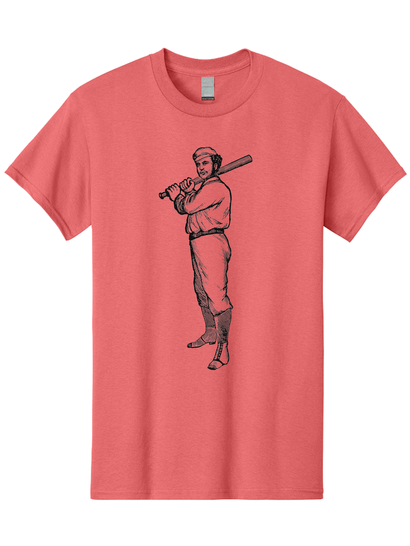 Deadball Era Legend Men'S Graphic Tee, 100% Cotton, Comfortable Casual Summer Wear, Machine Washable, Baseball Player, Vintage Illustration, Baseball Bat, Classic Uniform, Athletic Stance, Sports Nostalgia, Retro Graphics Aae229 13
